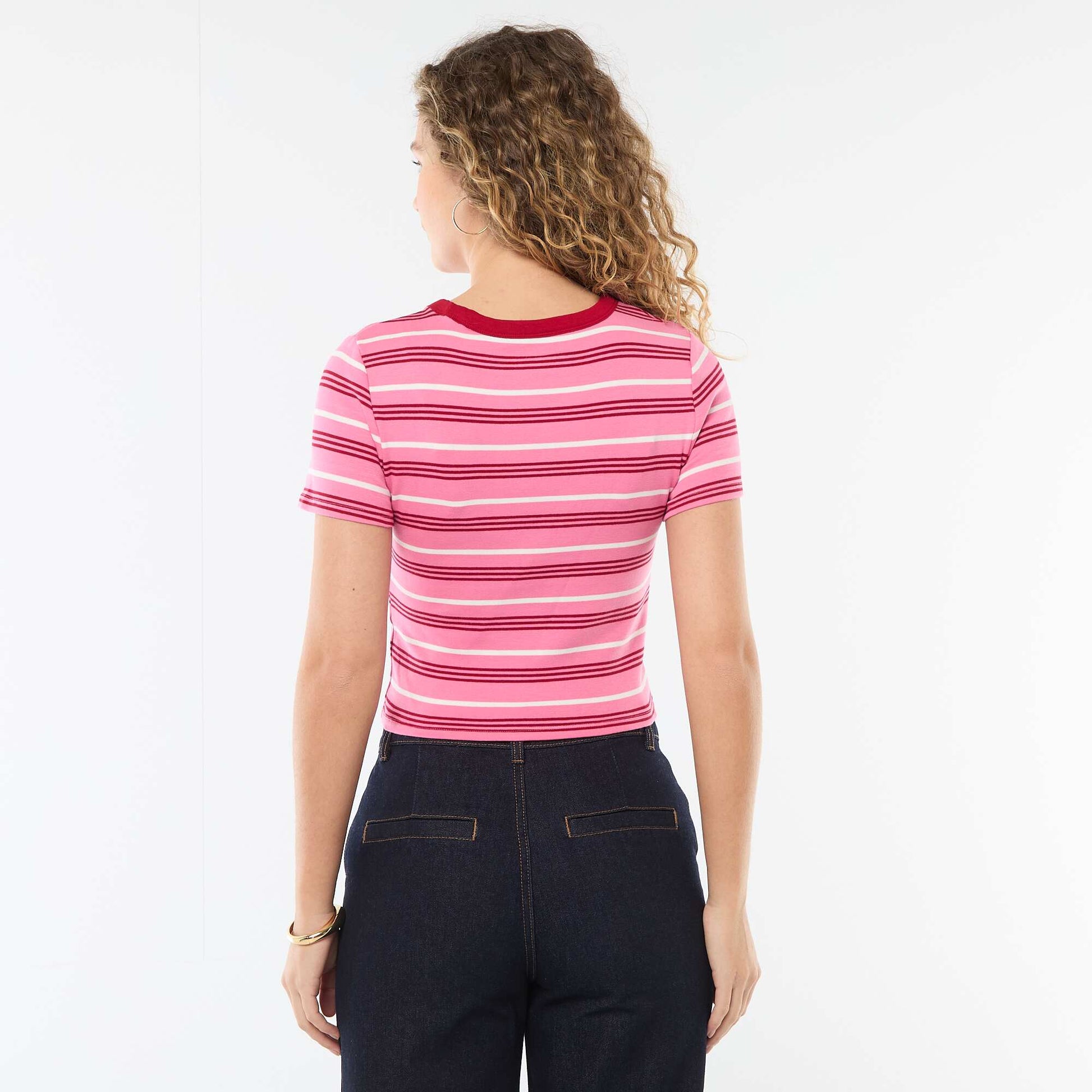 Printed Short-Sleeve T-Shirt with Design PINK