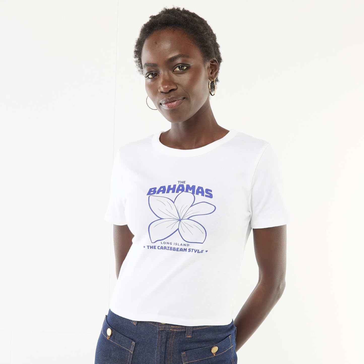 Printed Short-Sleeve T-Shirt with Design WHITE