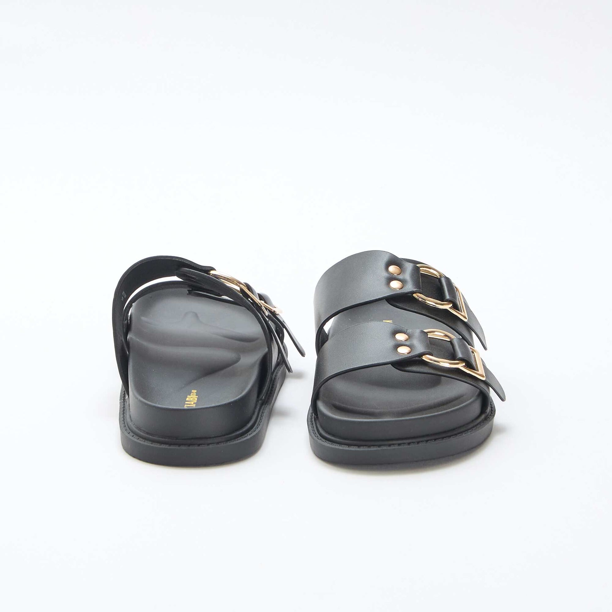 Double Strap Flat Sandals BLACK