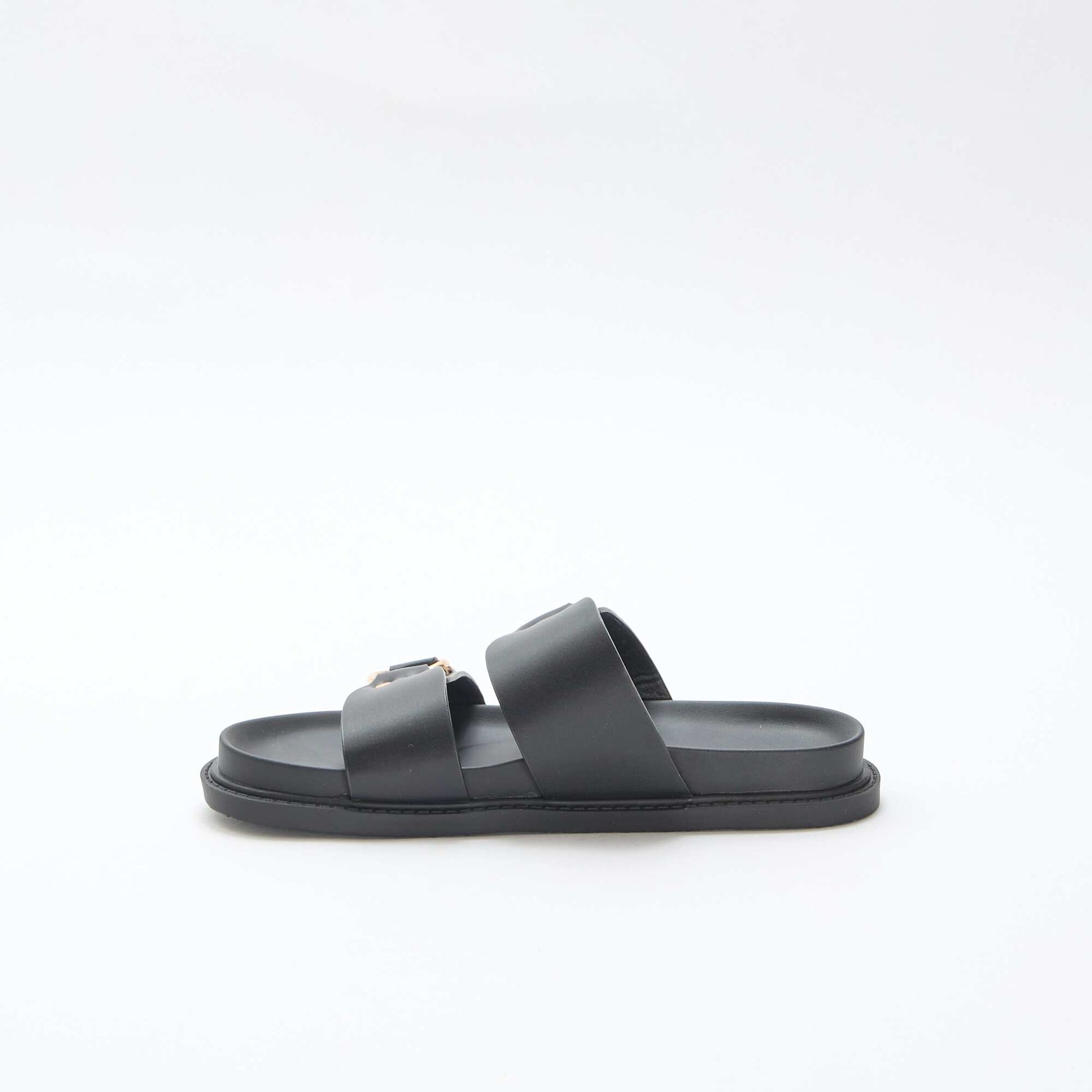 Double Strap Flat Sandals BLACK