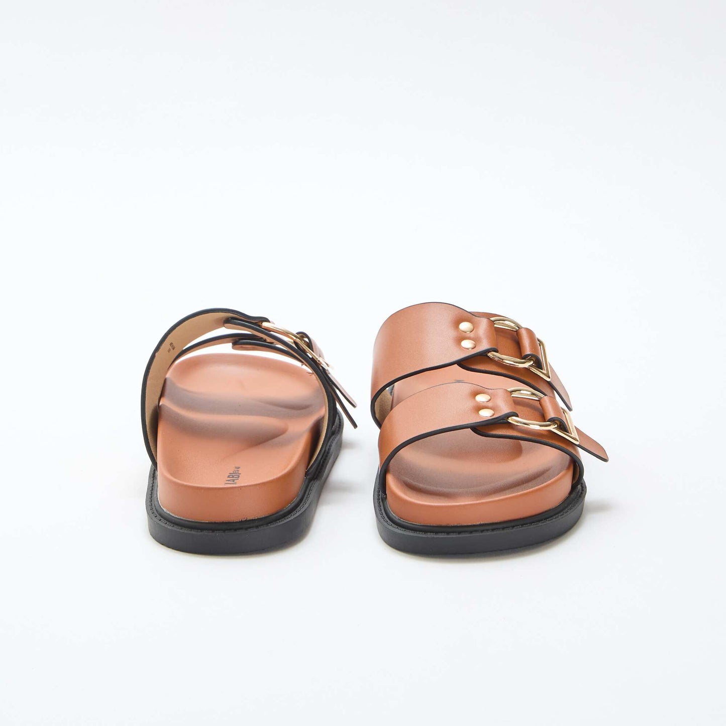 Double Strap Flat Sandals BROWN