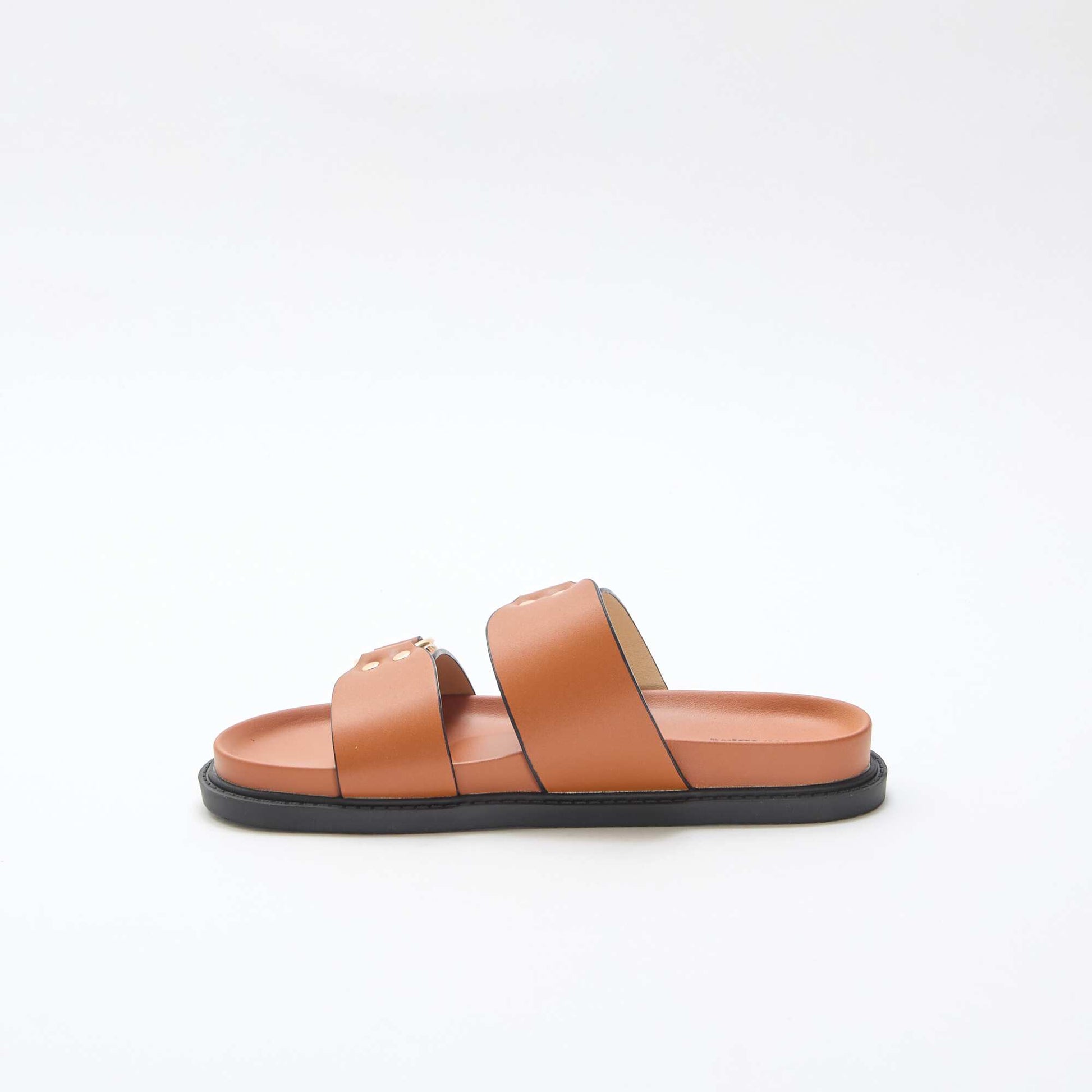 Double Strap Flat Sandals BROWN