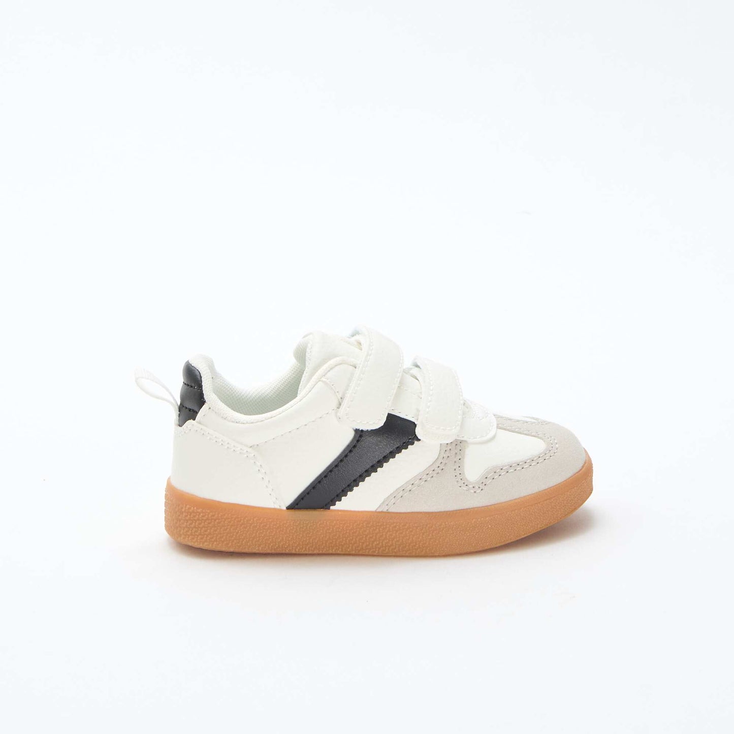 Suede-effect Sneakers with Hook and Loop Fasteners WHITE