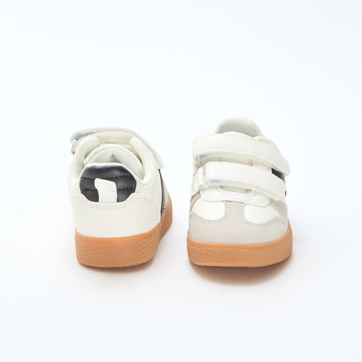 Suede-effect Sneakers with Hook and Loop Fasteners WHITE