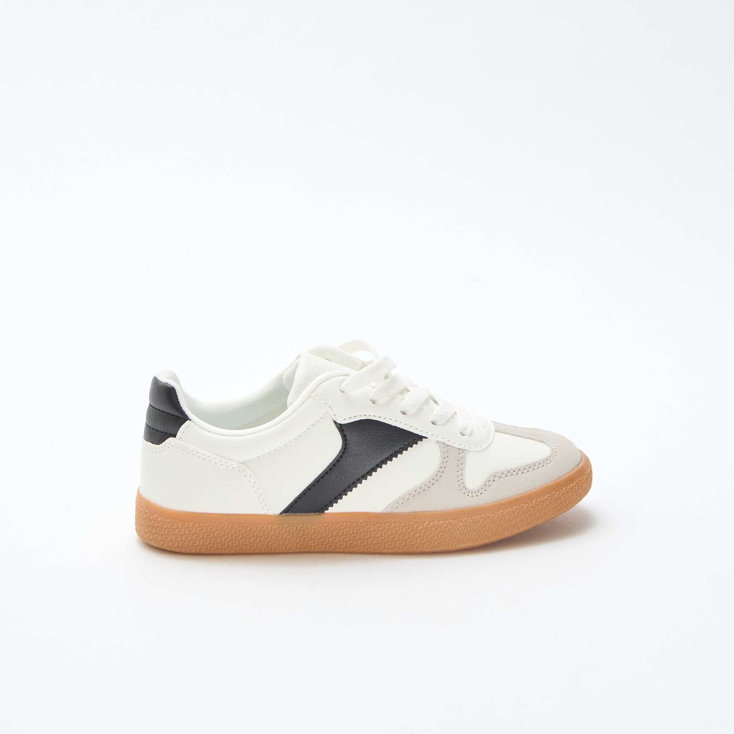 Suede Low-Top Sneakers with Contrasting Detail WHITE