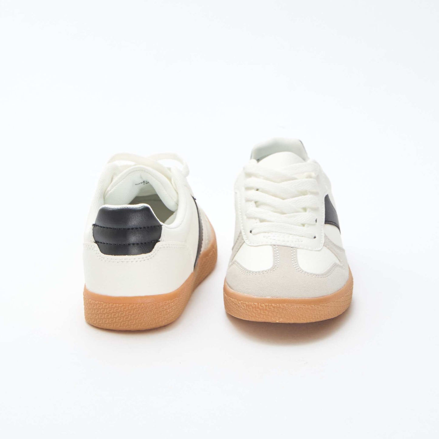 Suede Low-Top Sneakers with Contrasting Detail WHITE