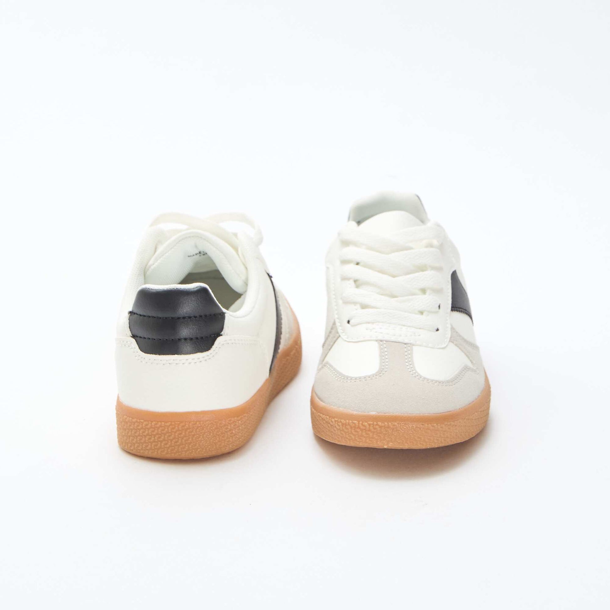 Suede Low-Top Sneakers with Contrasting Detail WHITE