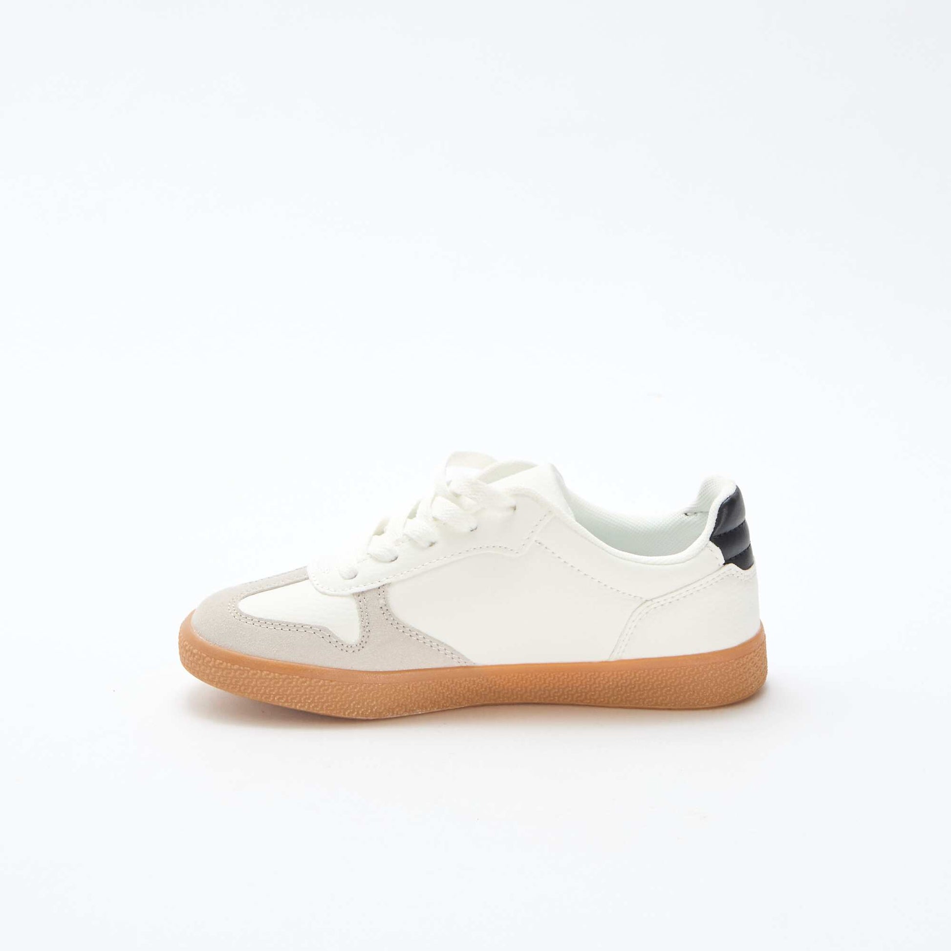 Suede Low-Top Sneakers with Contrasting Detail WHITE