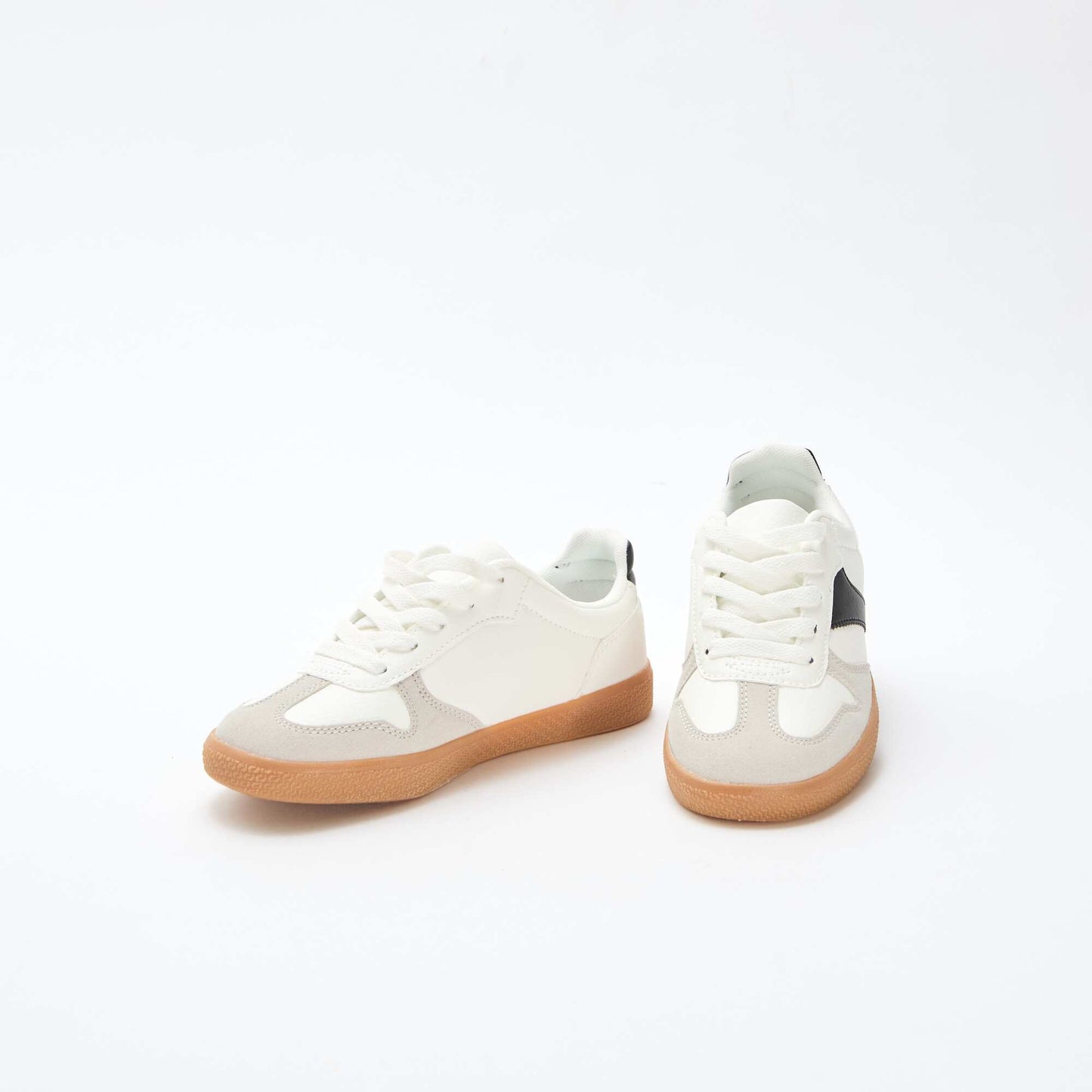 Suede Low-Top Sneakers with Contrasting Detail WHITE