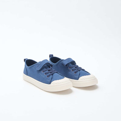 Canvas Low-Top Sneakers with Hook-and-Loop Fastening BLUE
