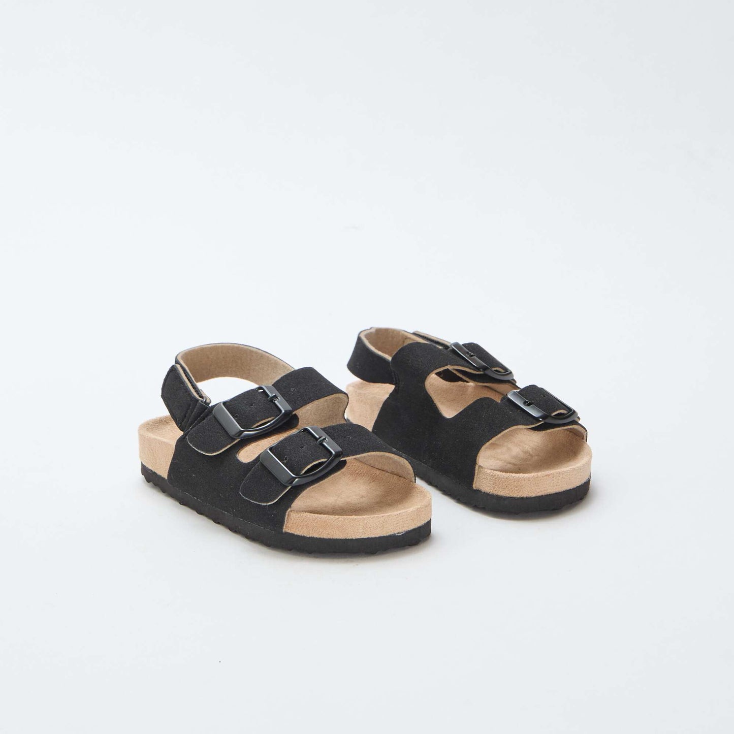 Suedette Flat Sandals BLACK