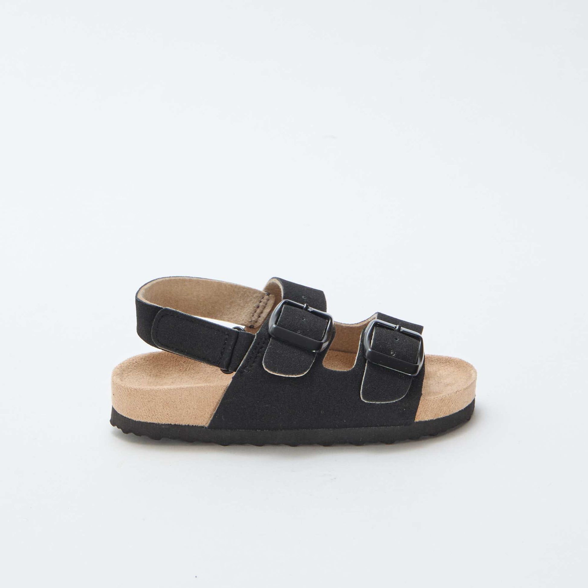 Suedette Flat Sandals BLACK
