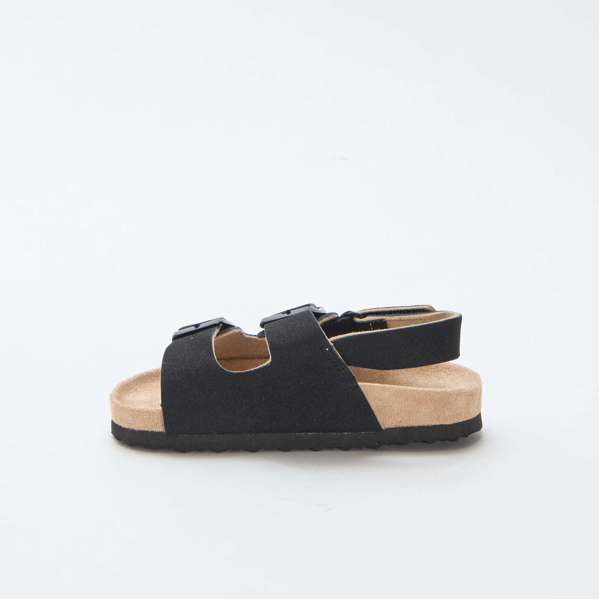 Suedette Flat Sandals BLACK