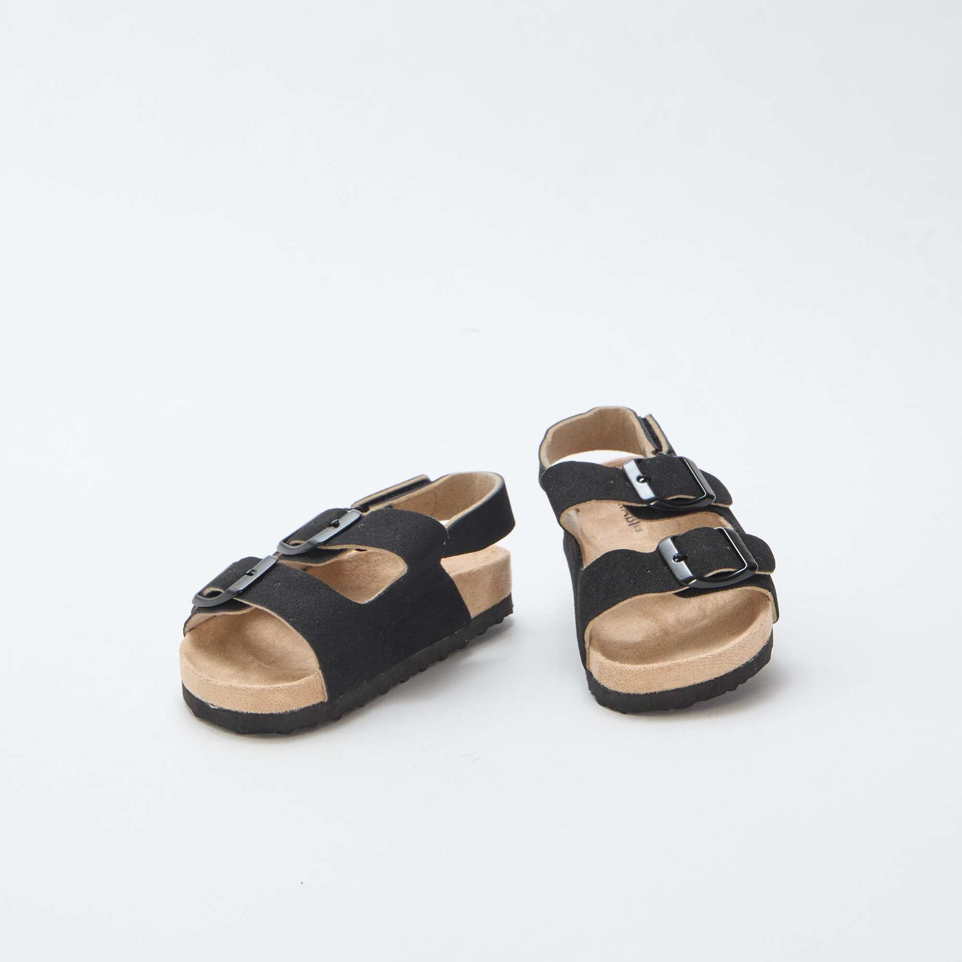 Suedette Flat Sandals BLACK