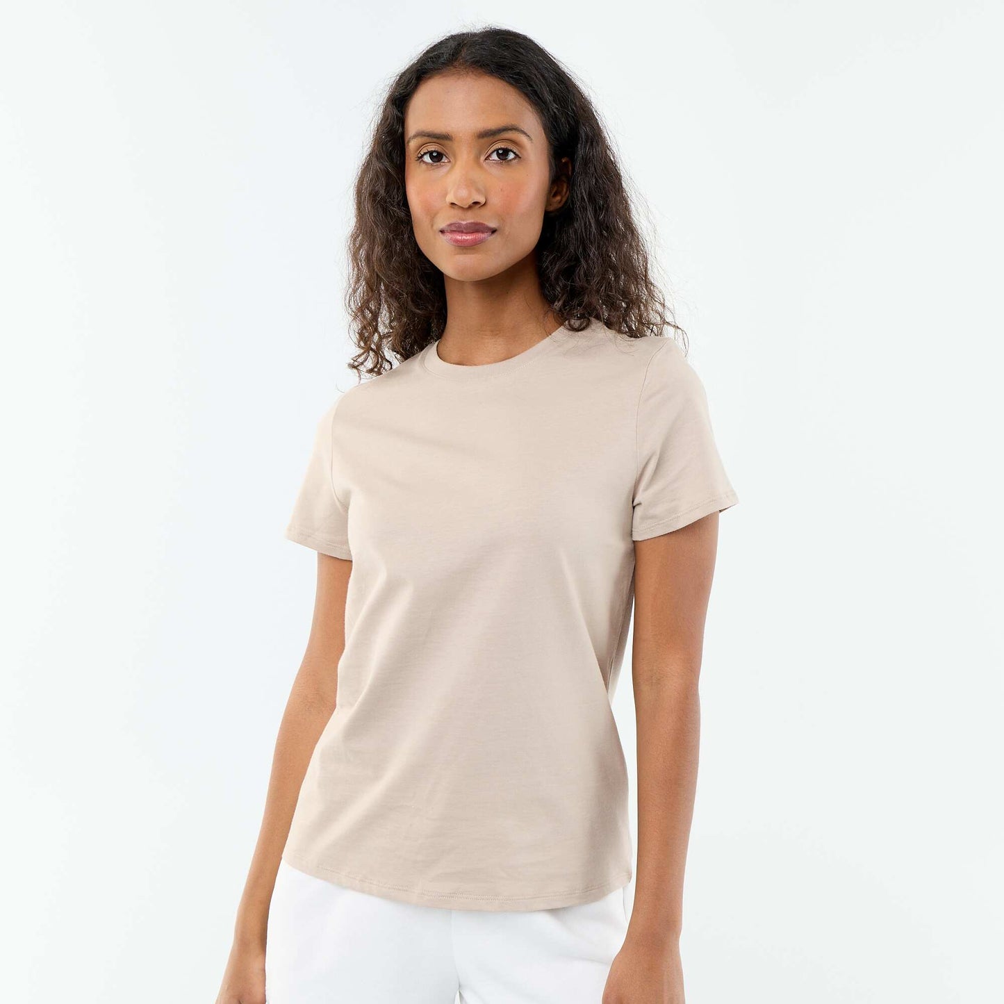 Short-Sleeve Jersey T-Shirt BEIGE