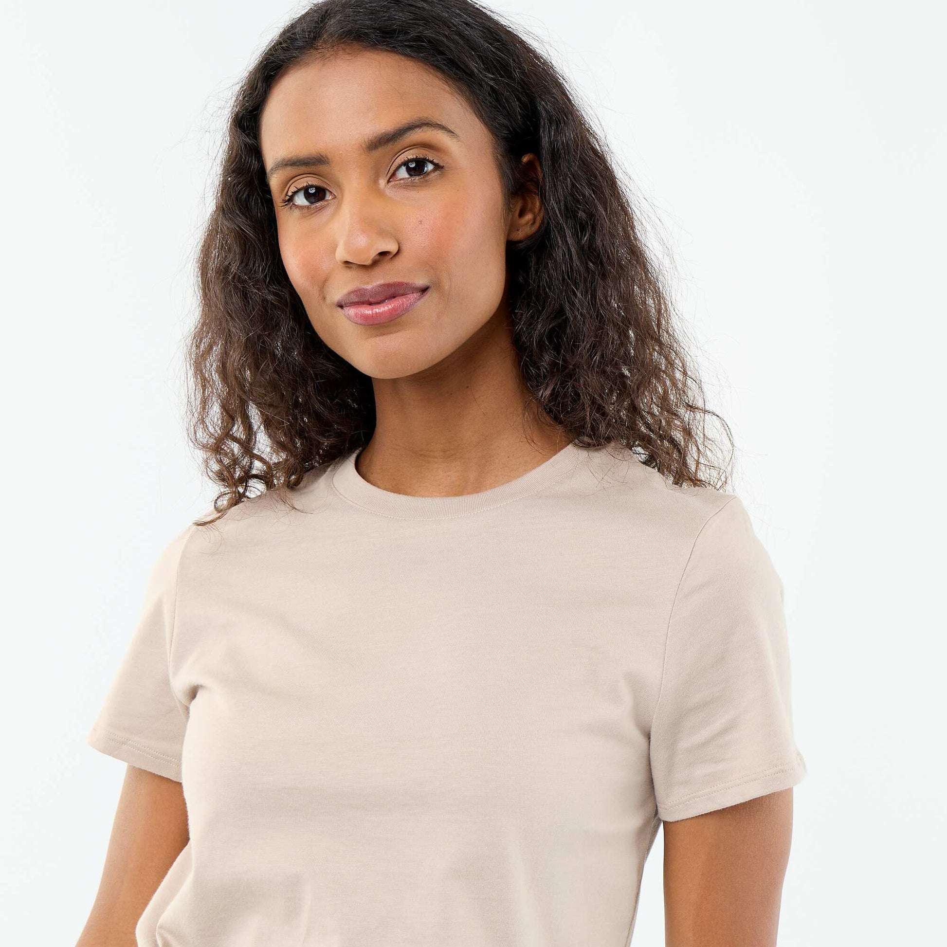 Short-Sleeve Jersey T-Shirt BEIGE