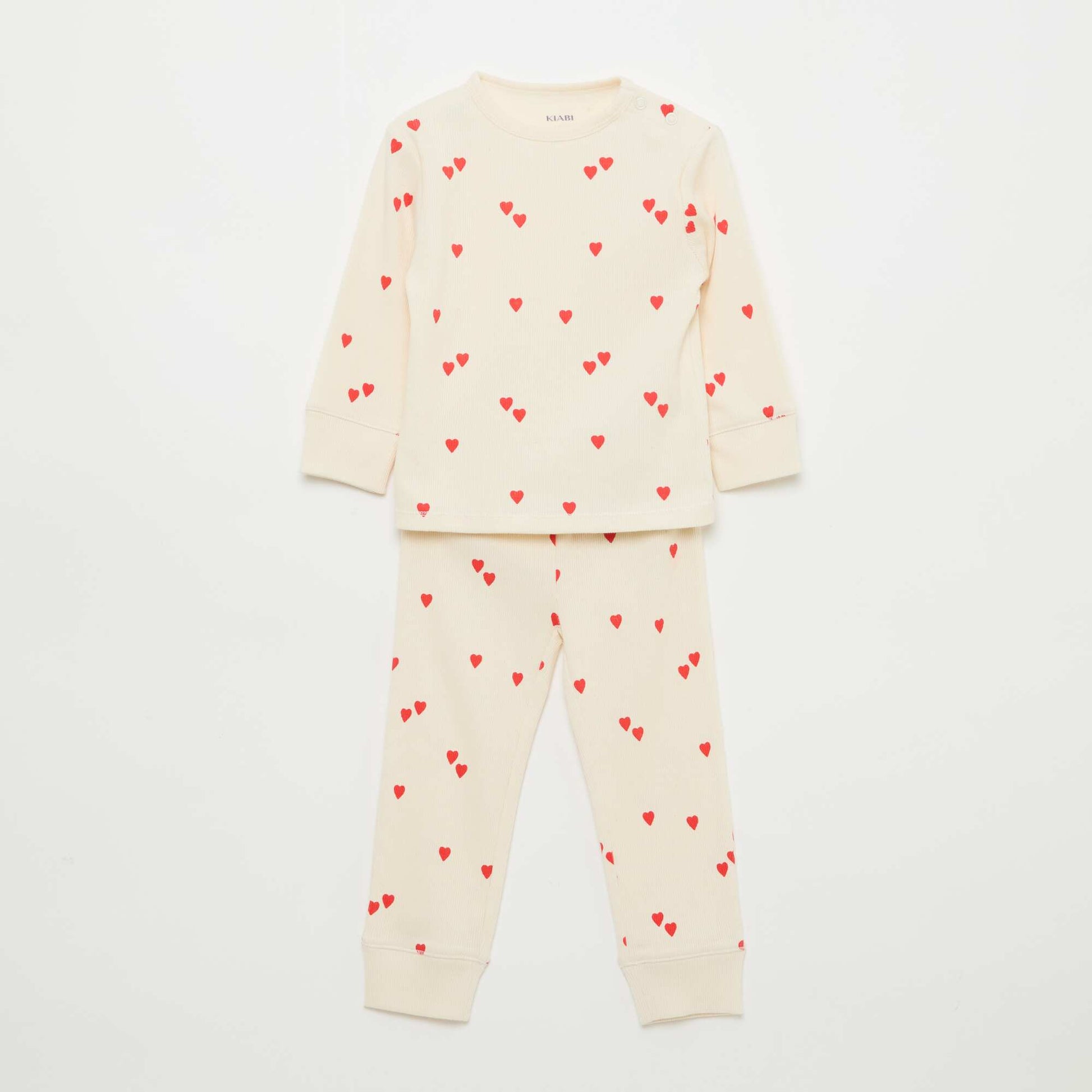 Ribbed Cotton Pajama Set - 2 Pieces WHITE