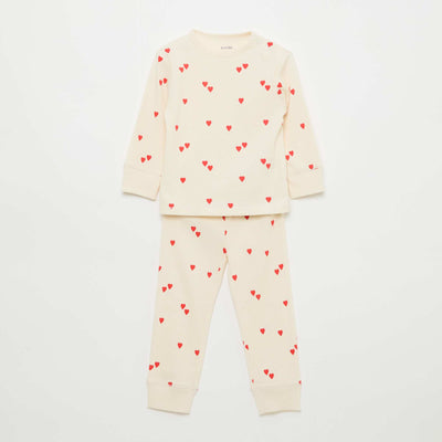 Ribbed Cotton Pajama Set - 2 Pieces WHITE