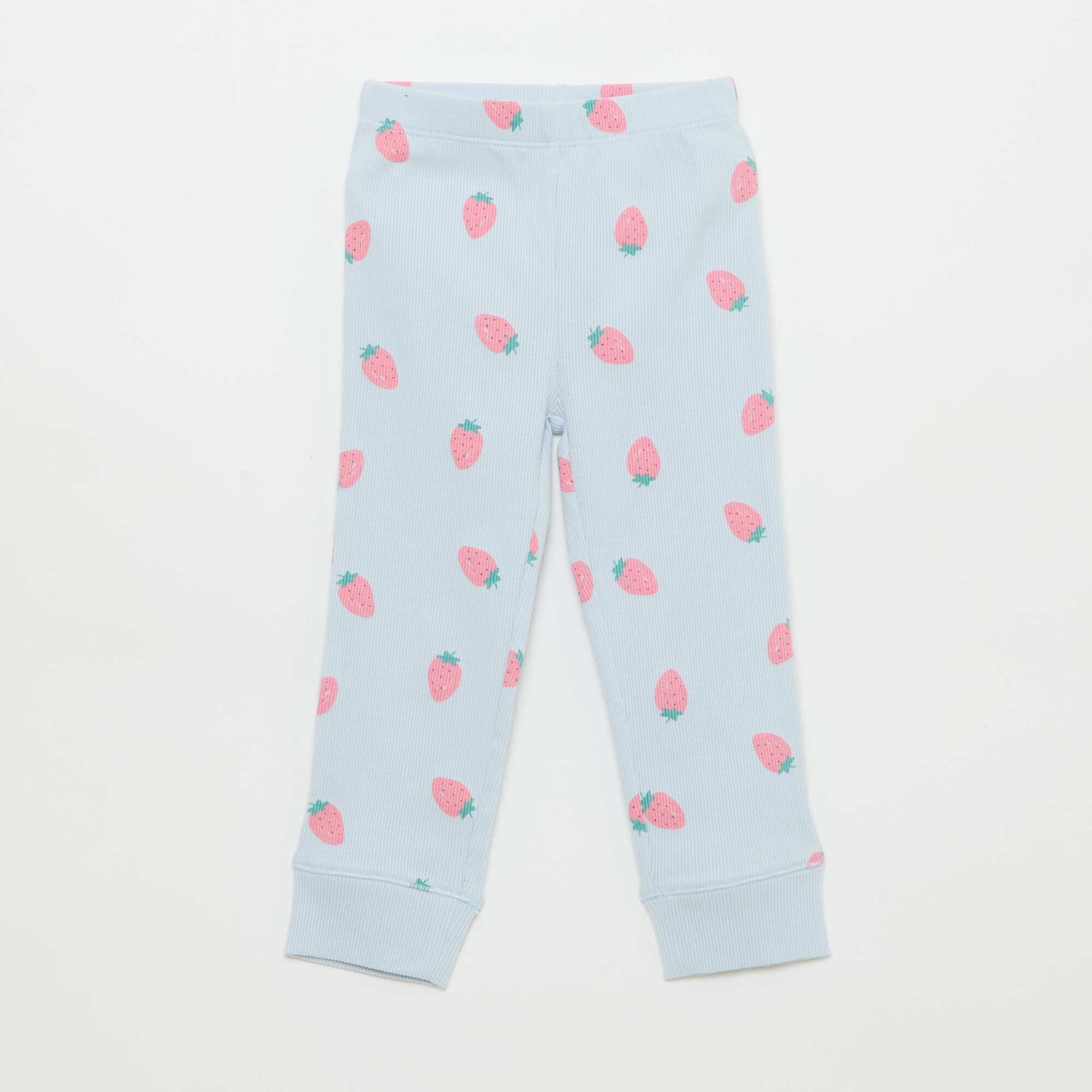 Ribbed Cotton Pajama Set - 2 Pieces BLUE