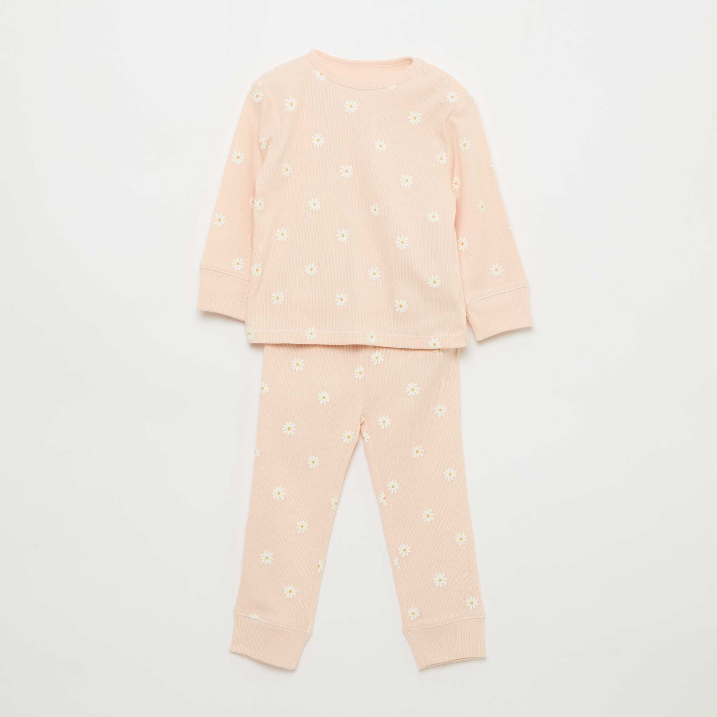 Ribbed Cotton Pajama Set - 2 Pieces PINK