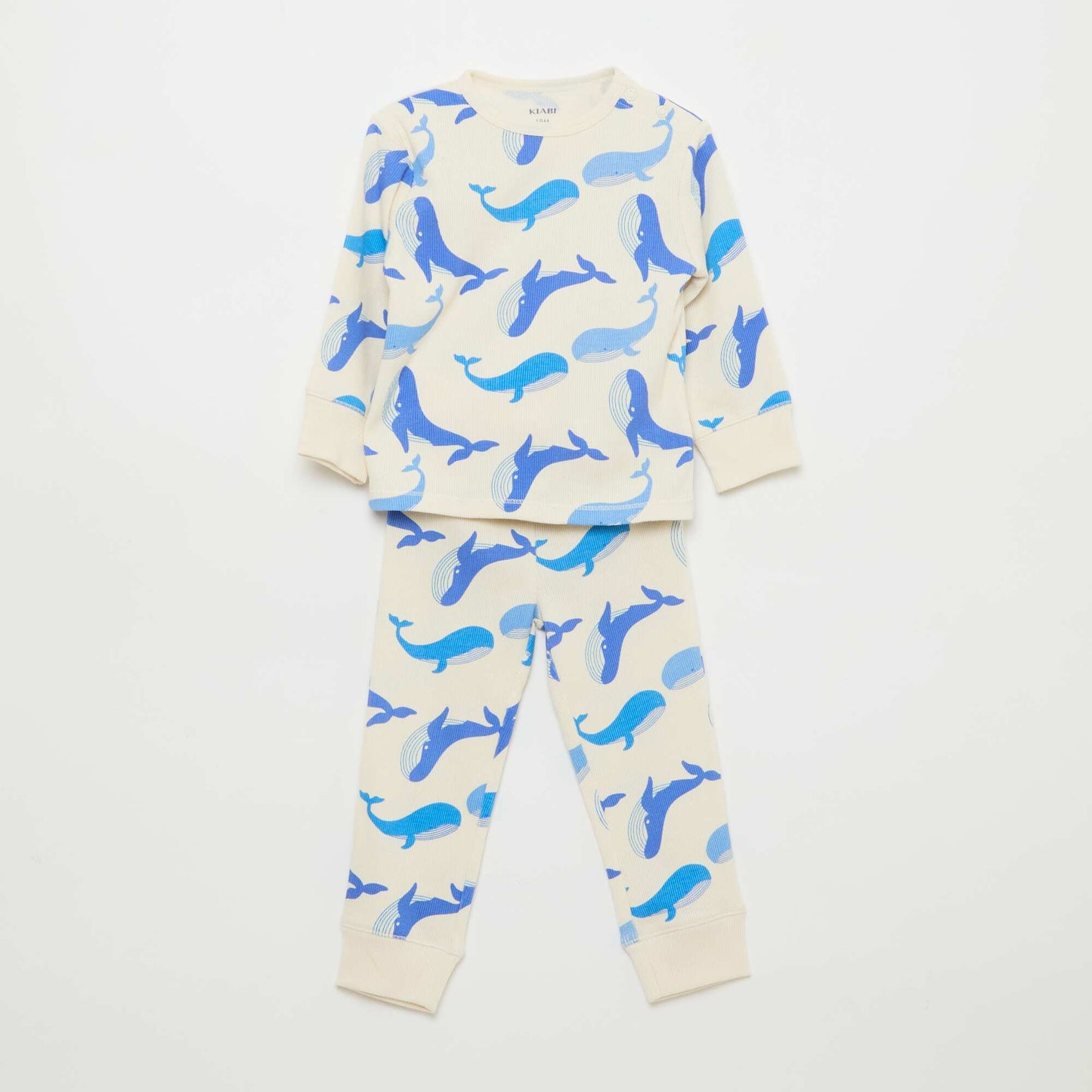 Ribbed Cotton Pajama Set - 2 Pieces WHITE