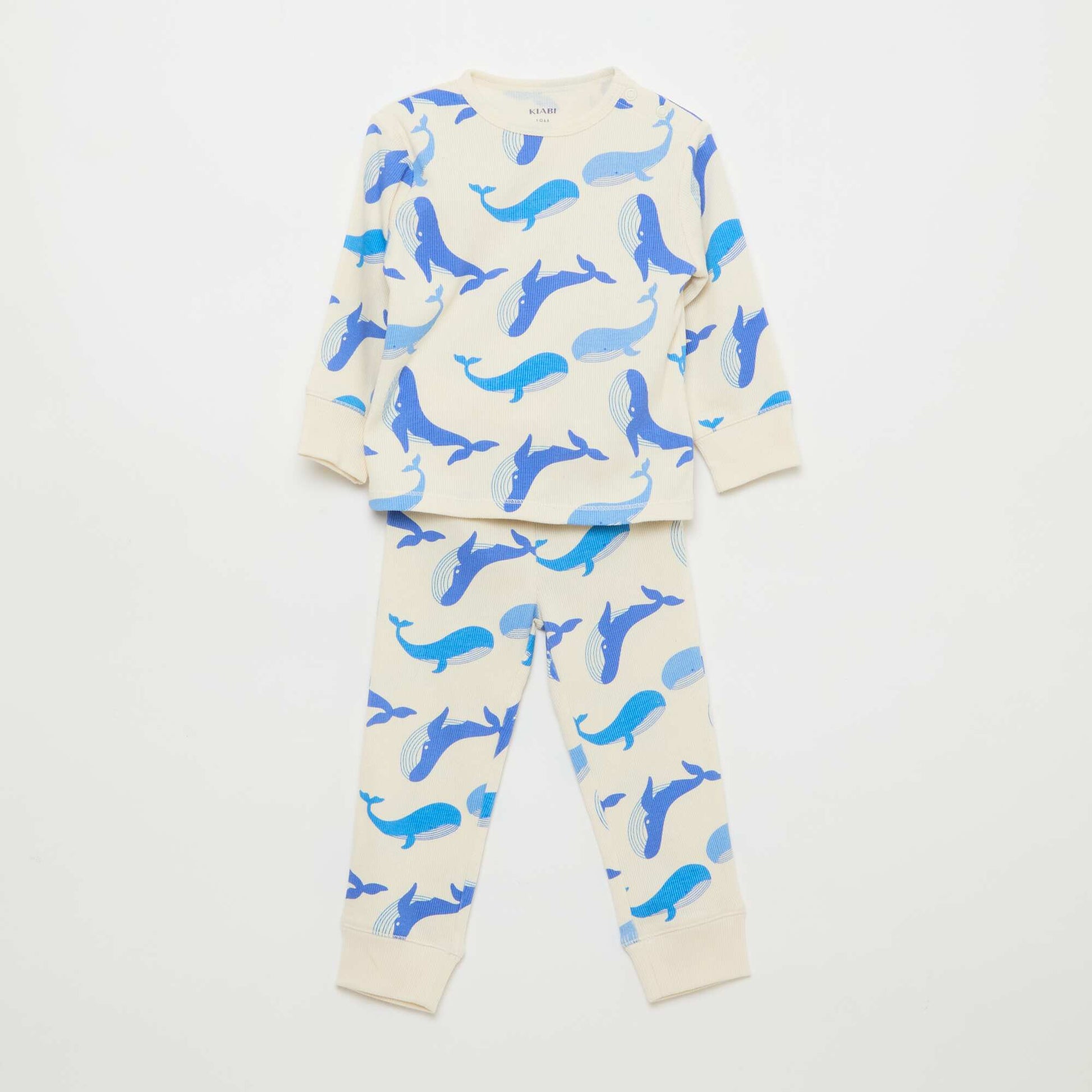 Ribbed Cotton Pajama Set - 2 Pieces WHITE