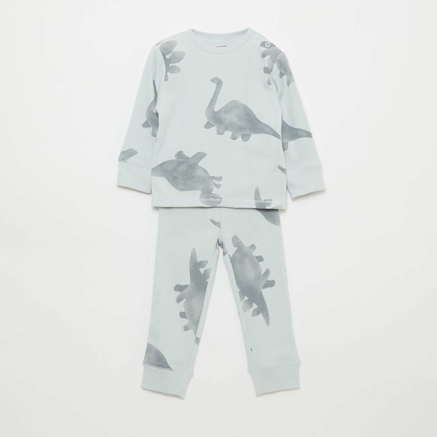 Ribbed Cotton Pajama Set - 2 Pieces GREY