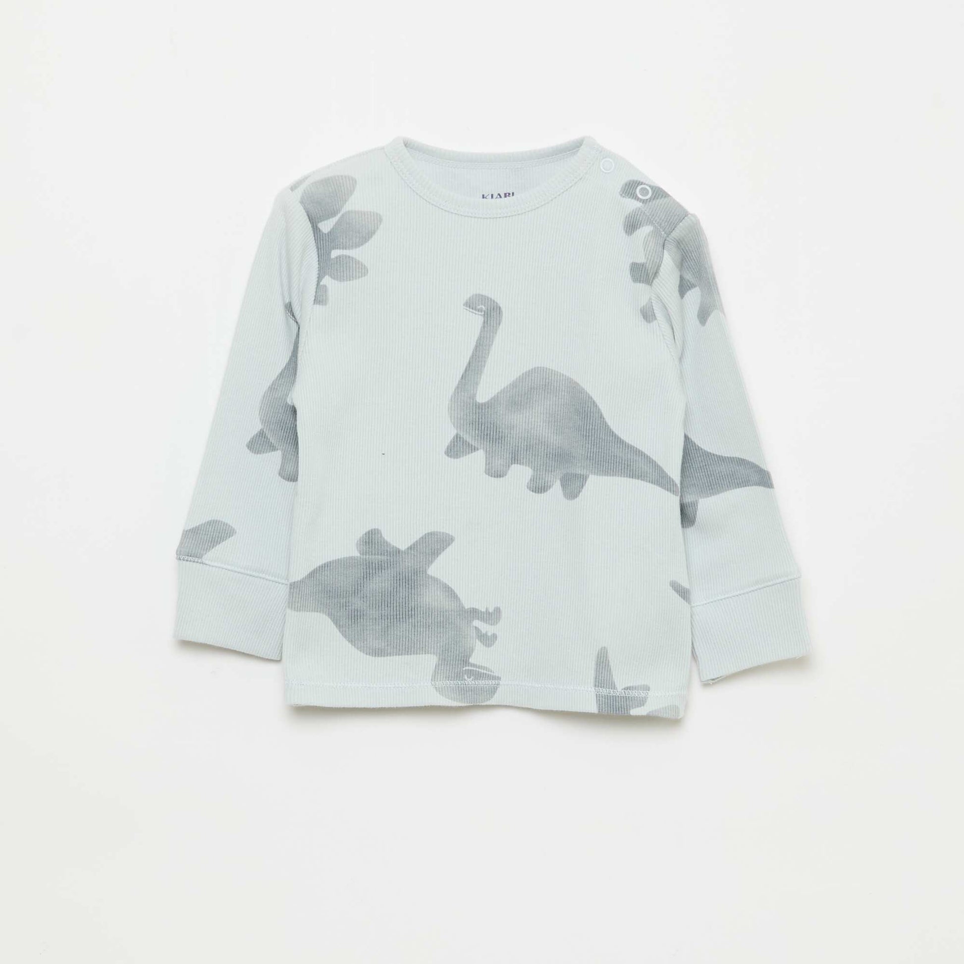 Ribbed Cotton Pajama Set - 2 Pieces GREY