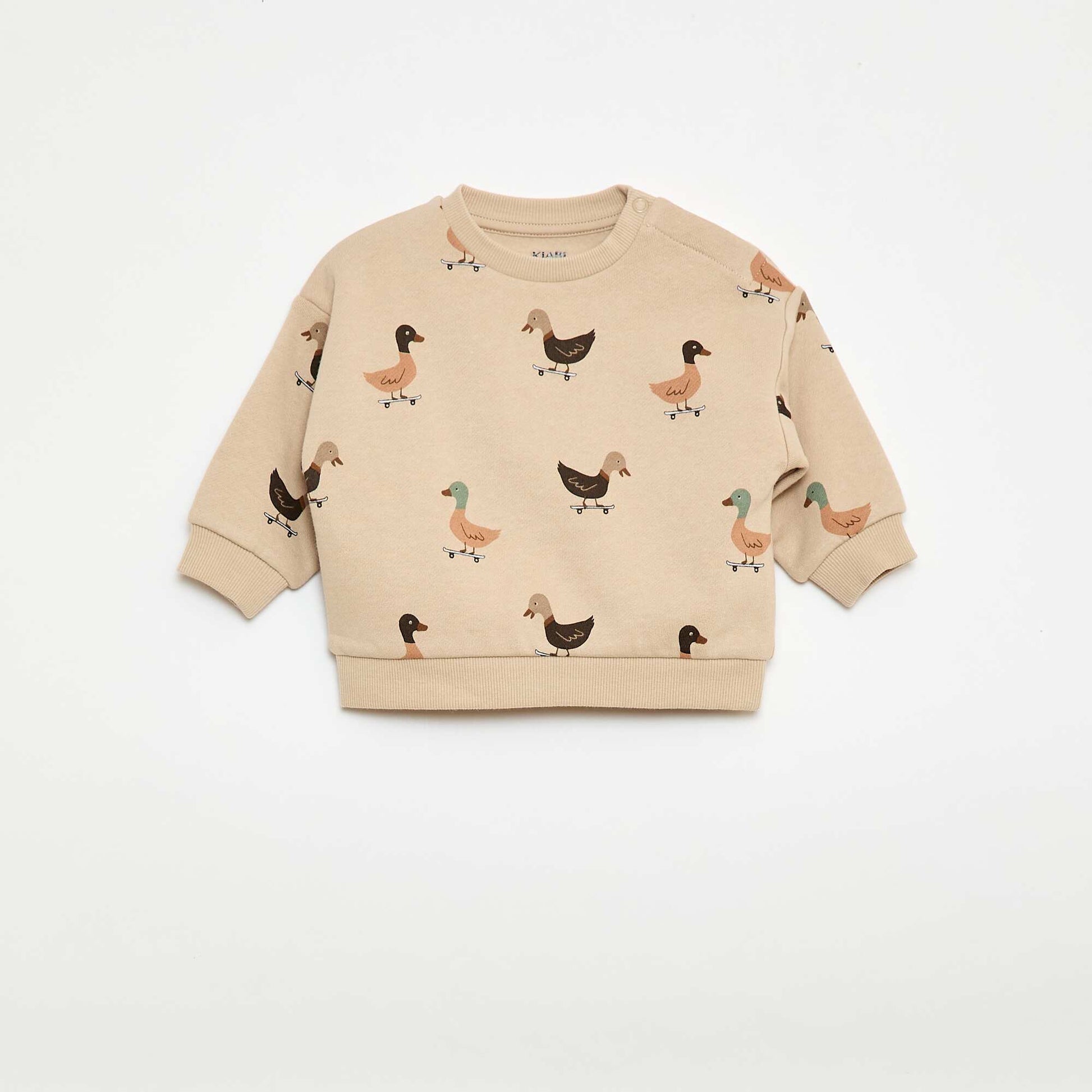 Sweatshirt + printed fancy jogging bottoms set - 2 pieces BEIGE