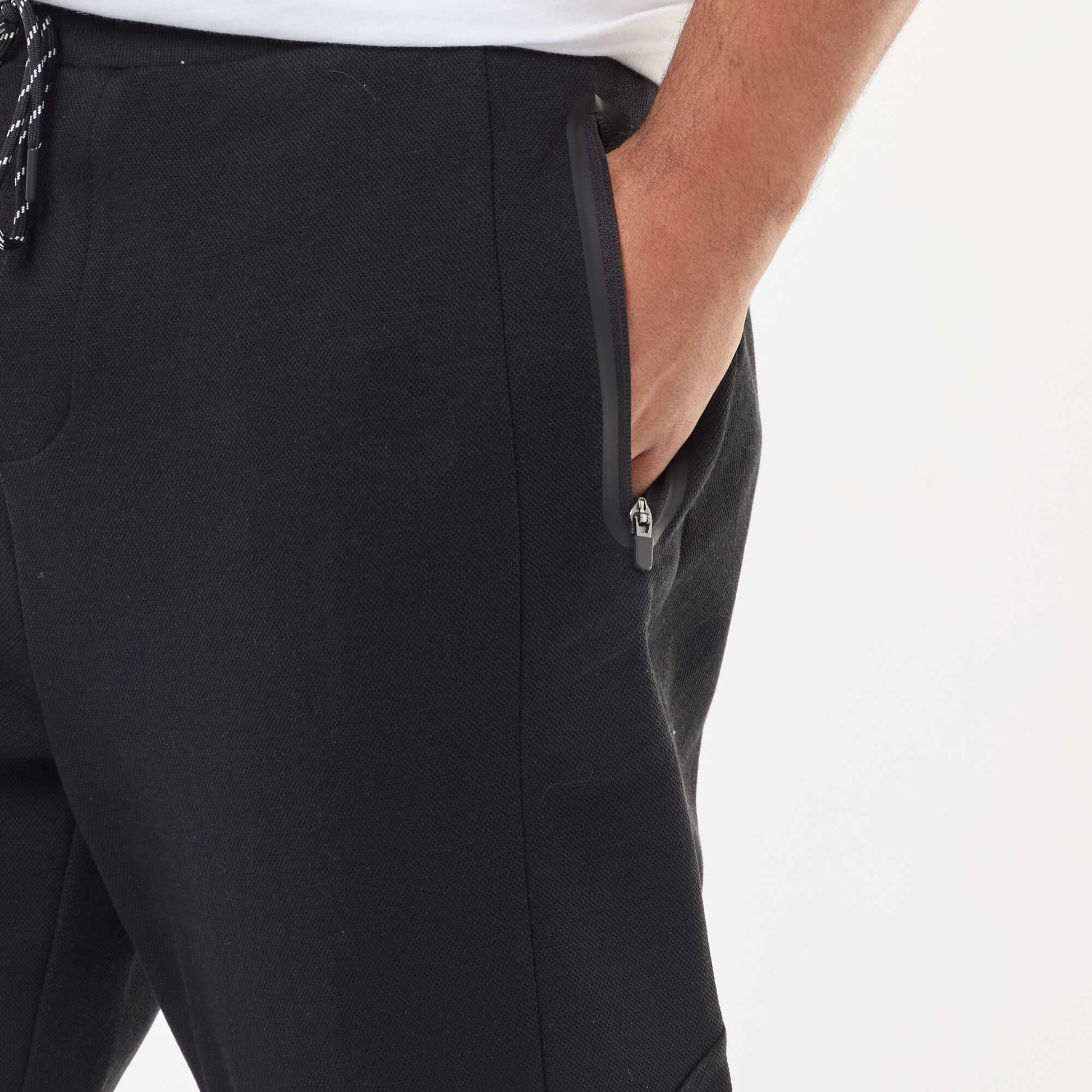 Cotton Piqué Knit Joggers BLACK