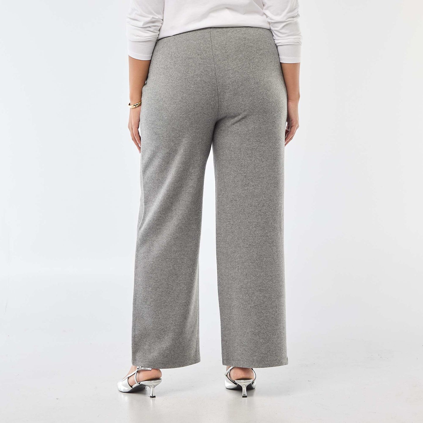 Ribbed Knit Comfort Trousers GREY