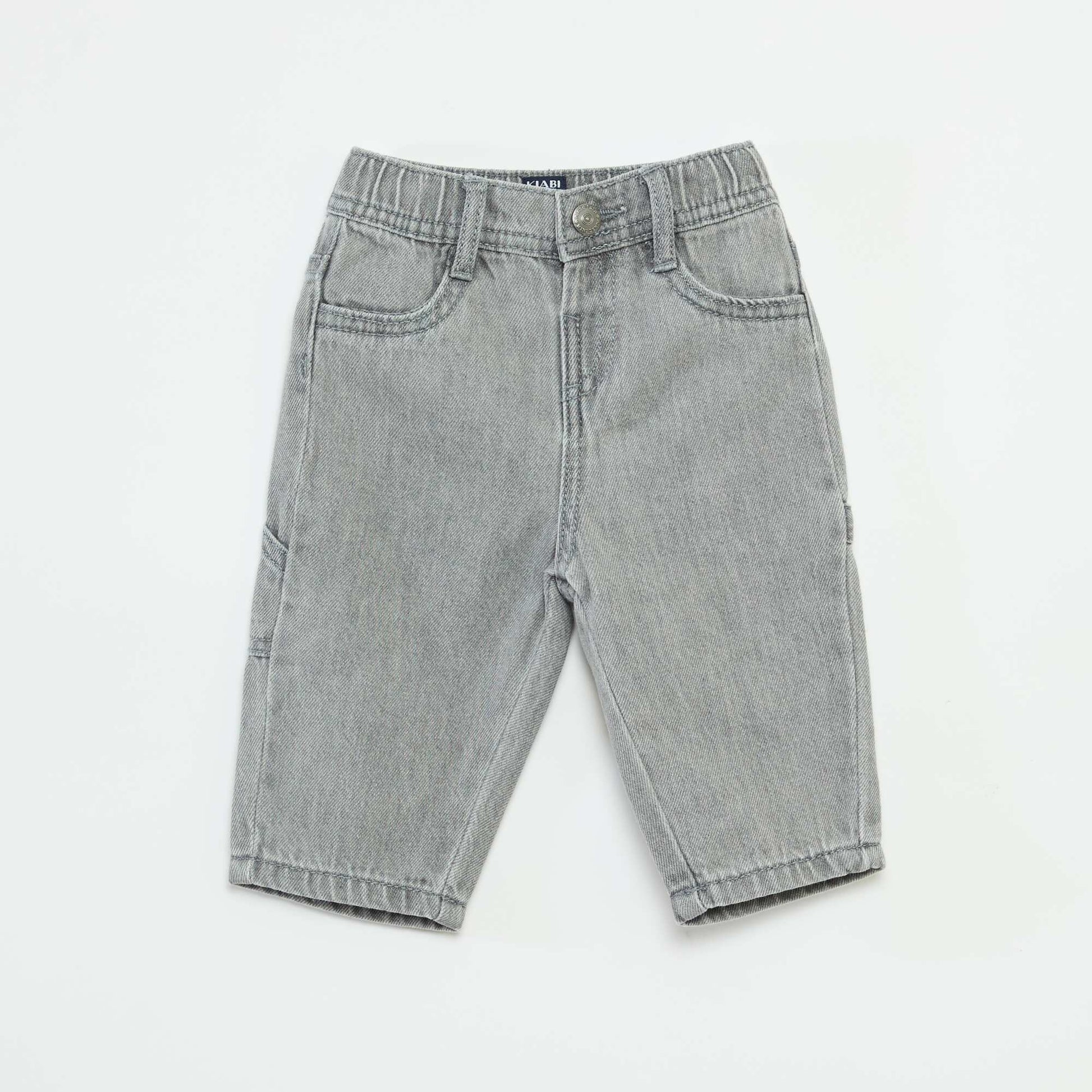 Wide-Leg Jeans with Adjustable Waist GREY
