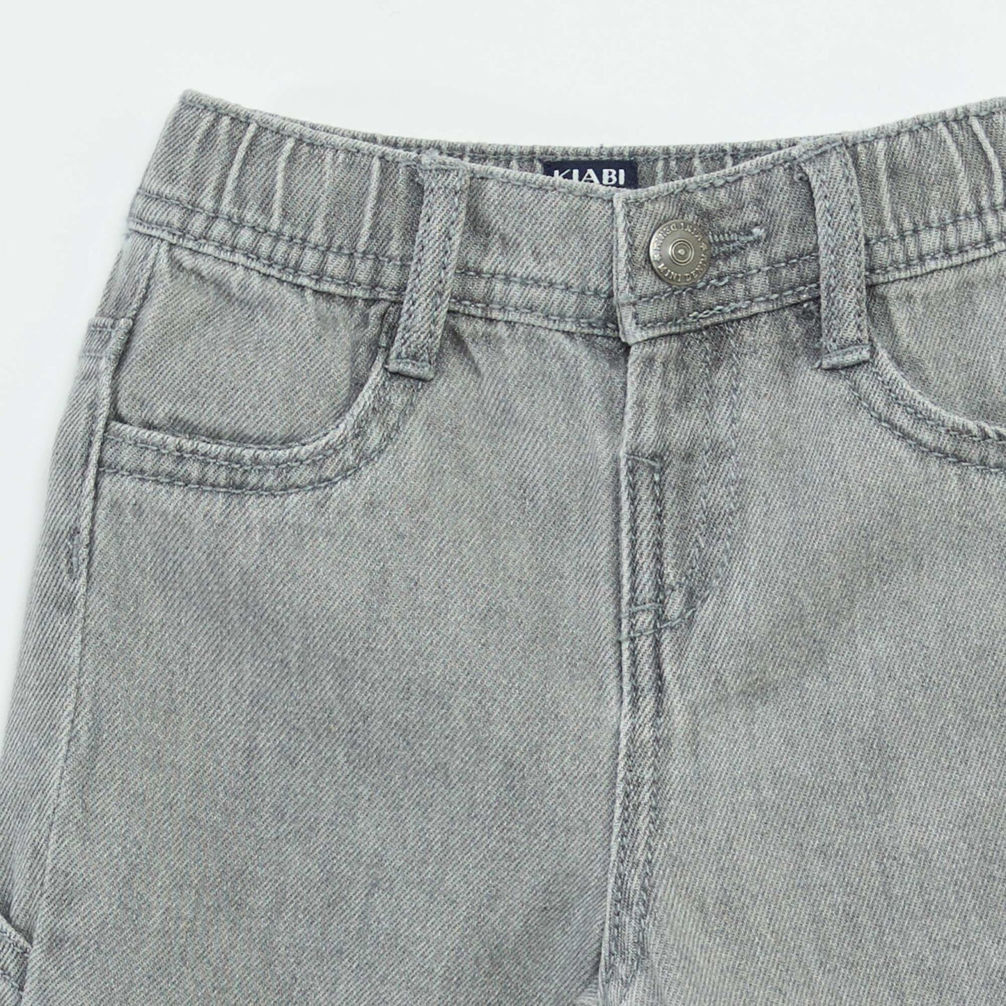 Wide-Leg Jeans with Adjustable Waist GREY