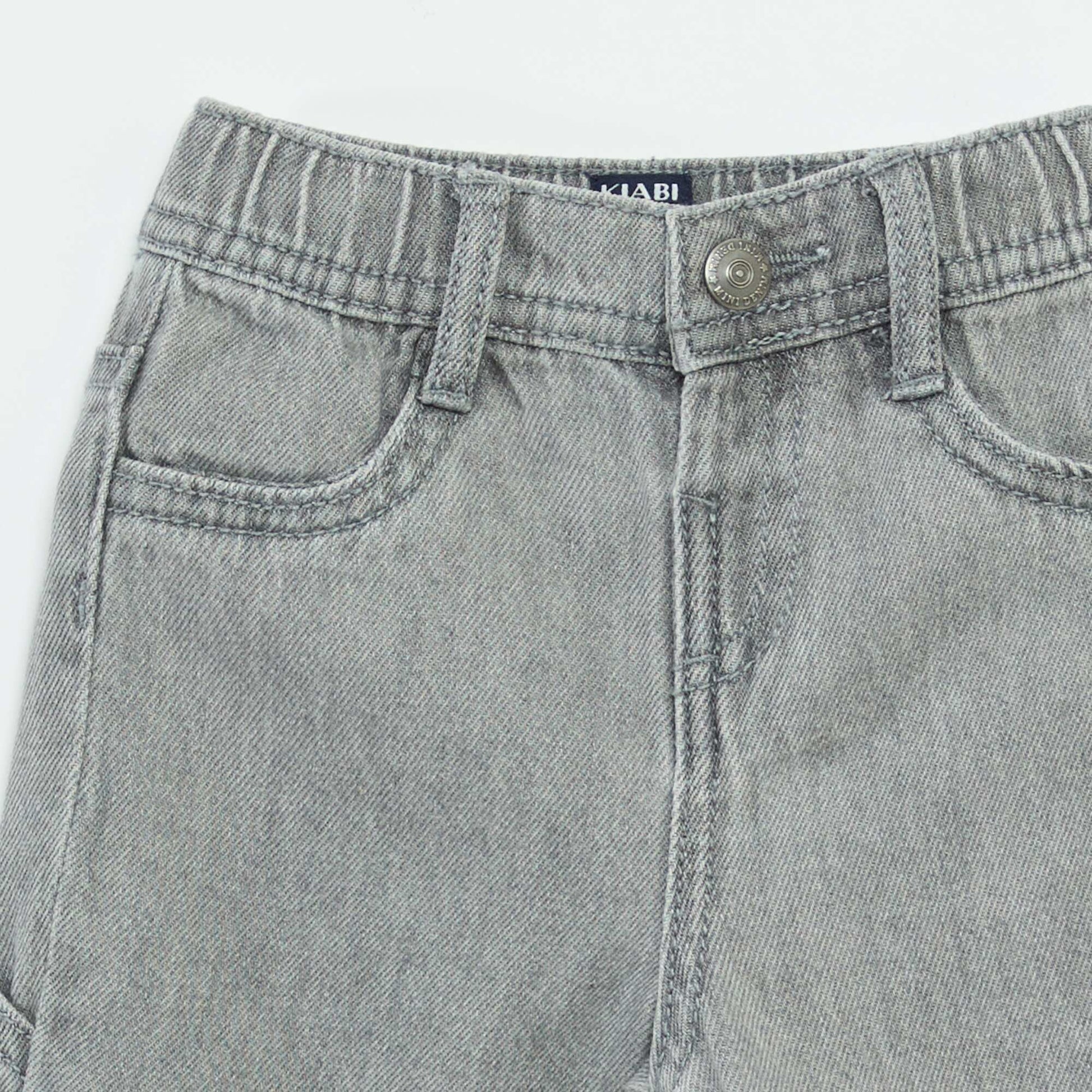 Wide-Leg Jeans with Adjustable Waist GREY