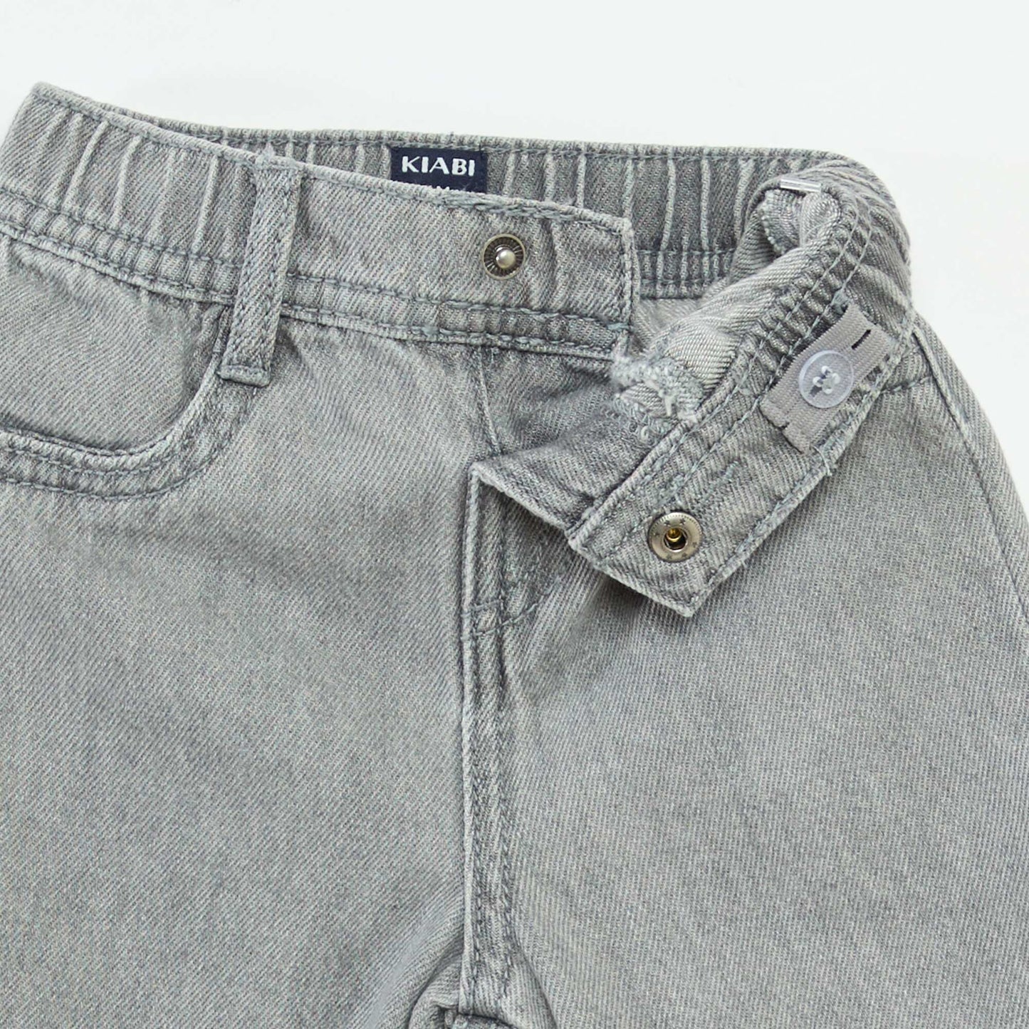 Wide-Leg Jeans with Adjustable Waist GREY