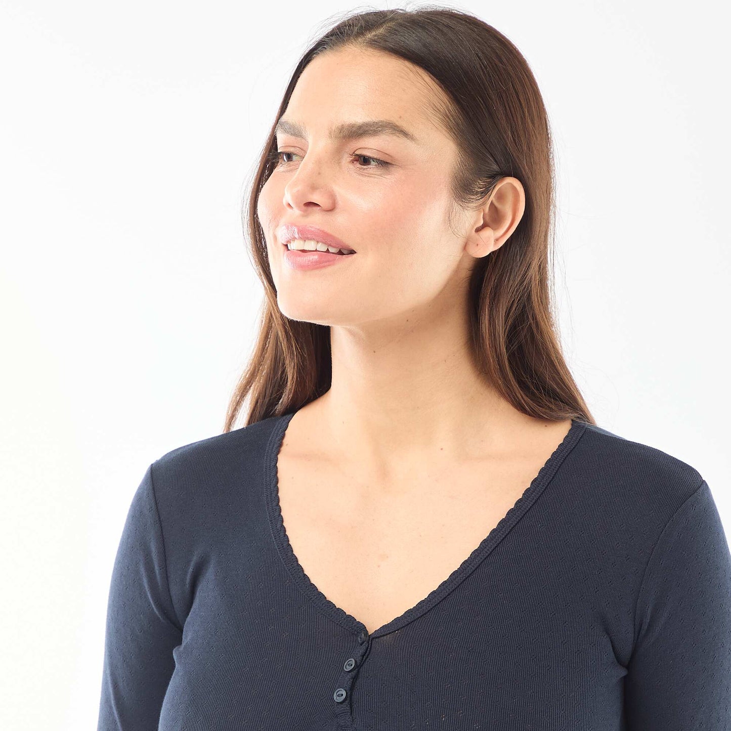 Pointelle Knit Pajama T-shirt BLUE
