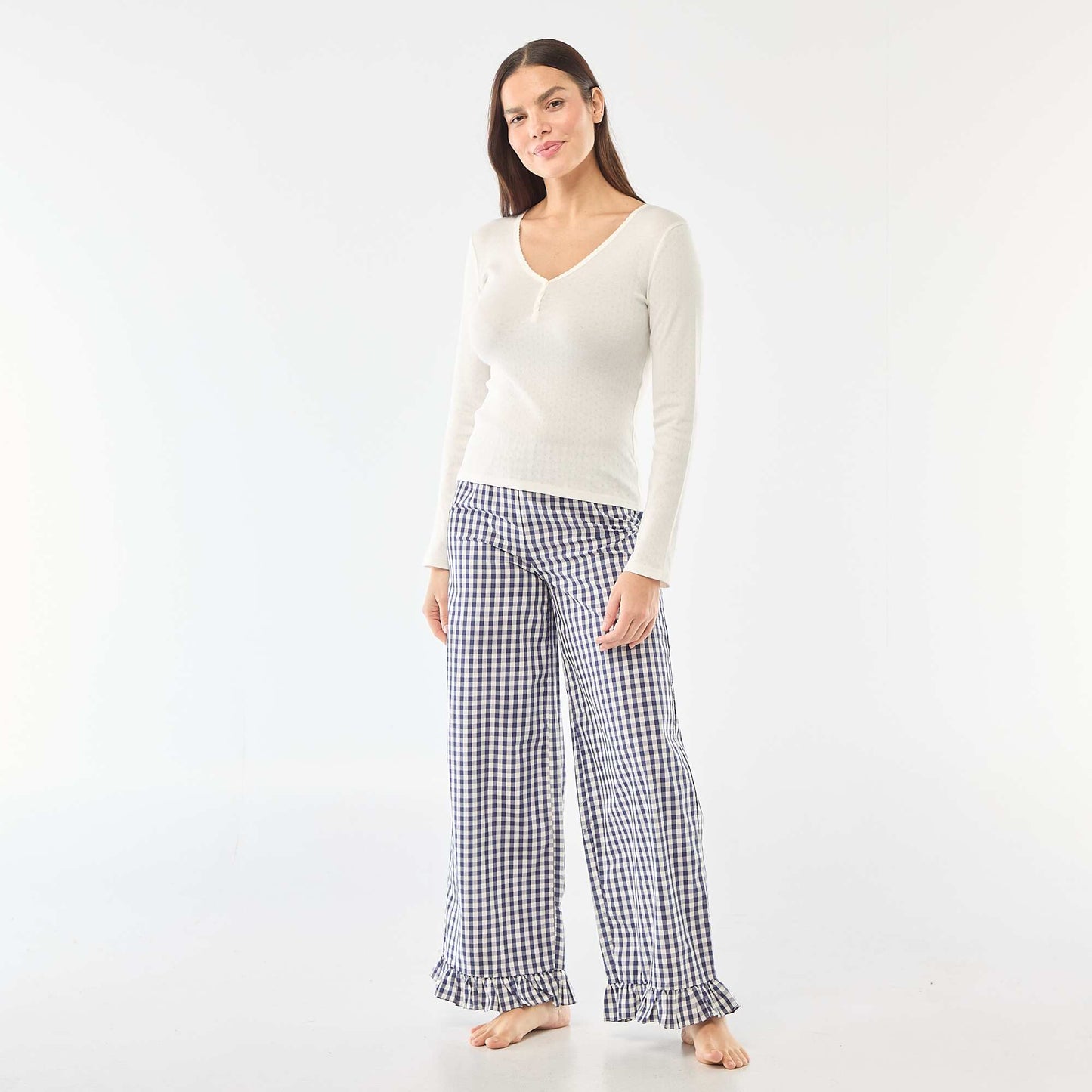 Pointelle Knit Pajama T-shirt WHITE