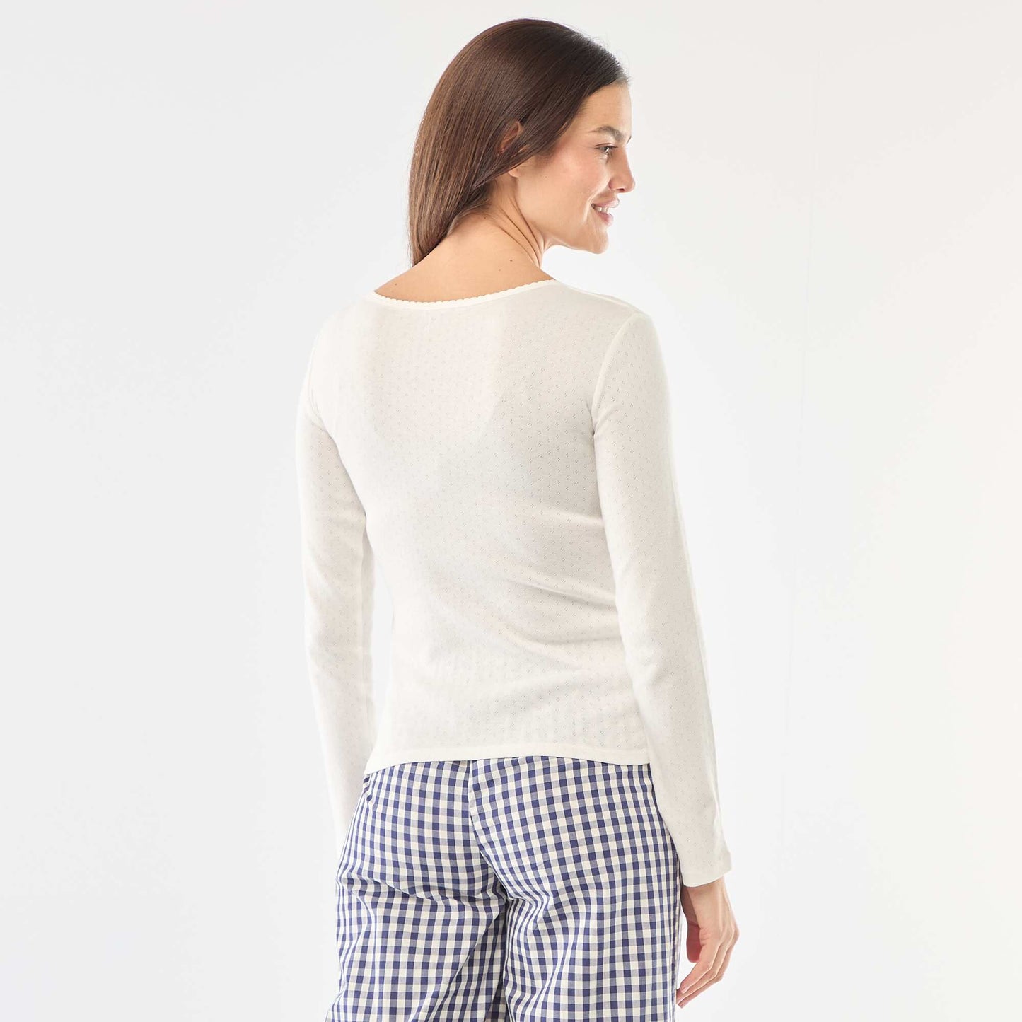 Pointelle Knit Pajama T-shirt WHITE