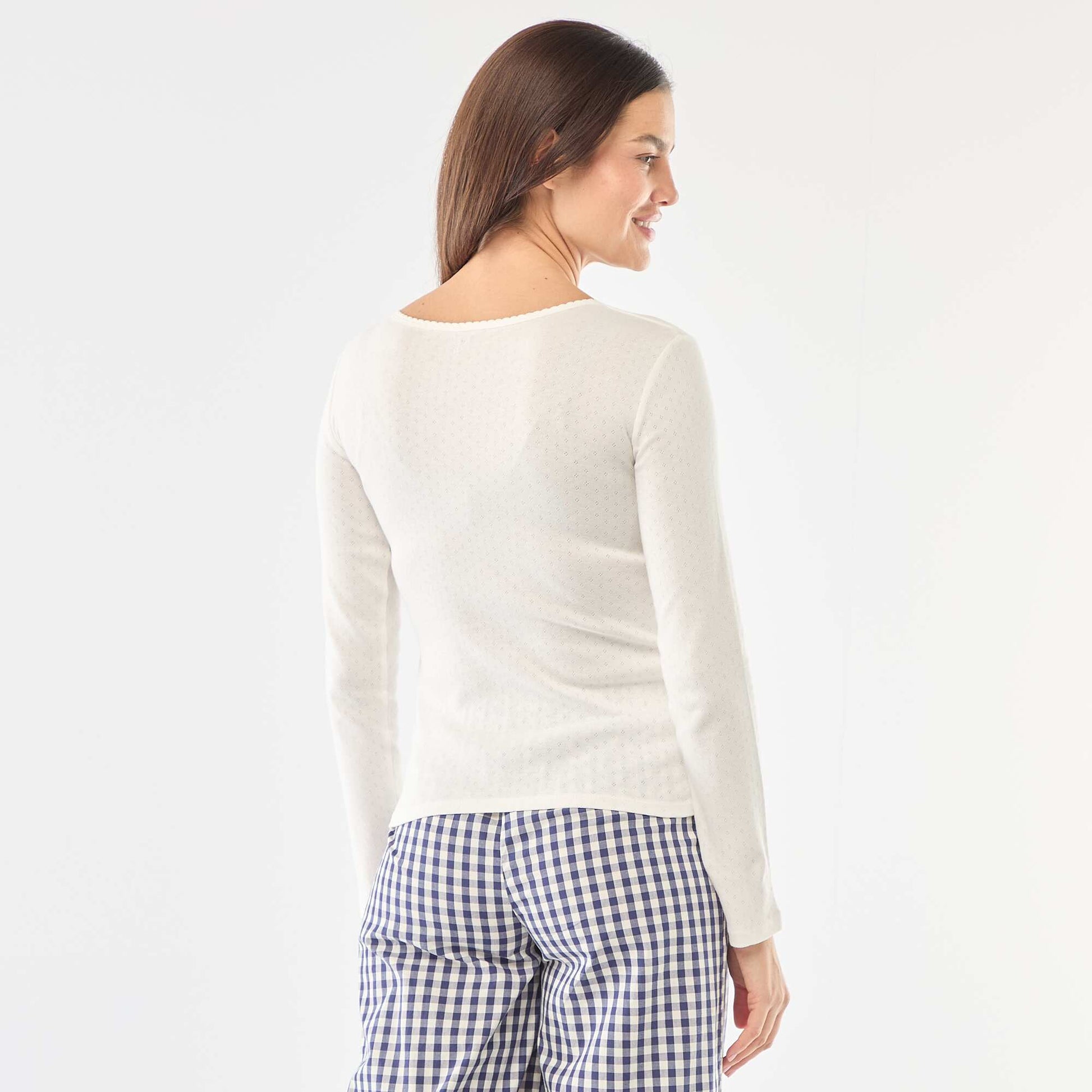 Pointelle Knit Pajama T-shirt WHITE