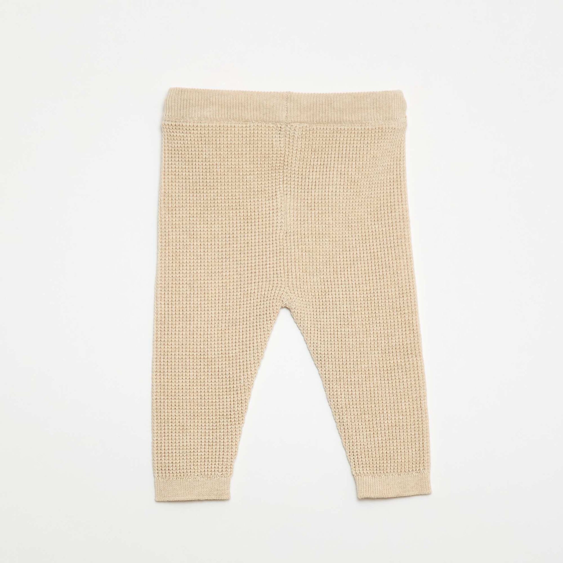 Cardigan Wrap Top + Knit Leggings Set - 2 Piece BEIGE