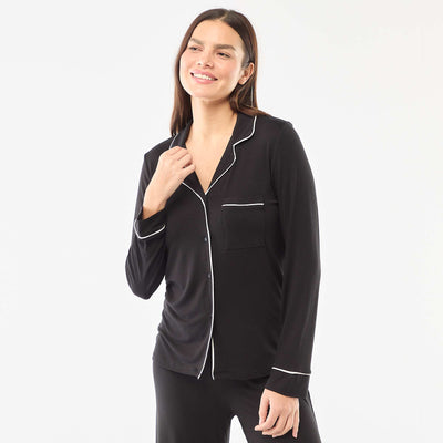 Soft Stretch Knit Pajama Set - 2 Piece BLACK