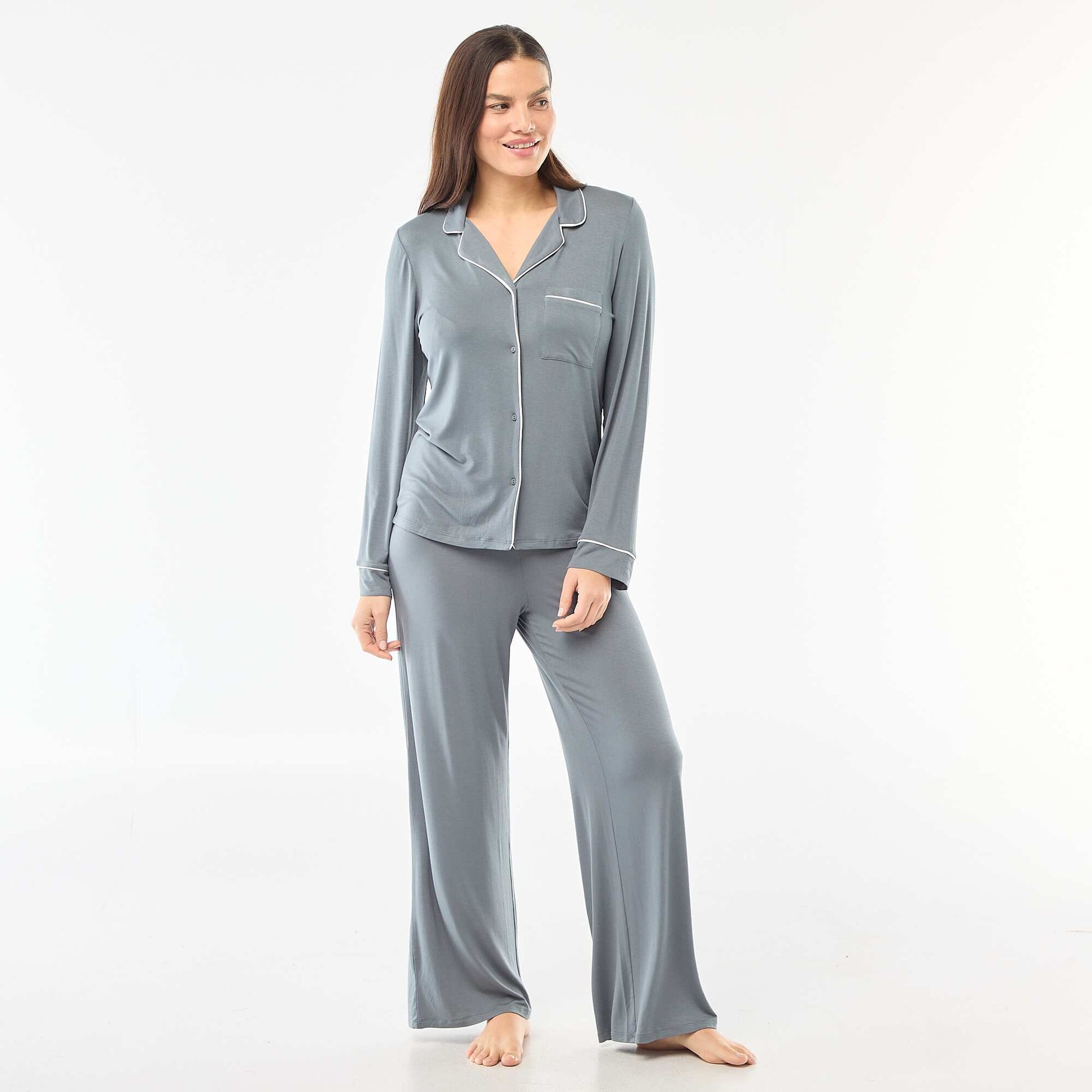 Soft Stretch Knit Pajama Set - 2 Piece GREY