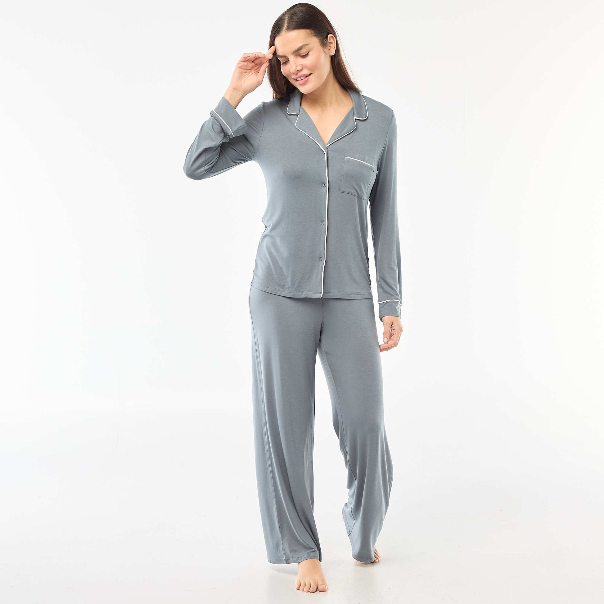 Soft Stretch Knit Pajama Set - 2 Piece GREY