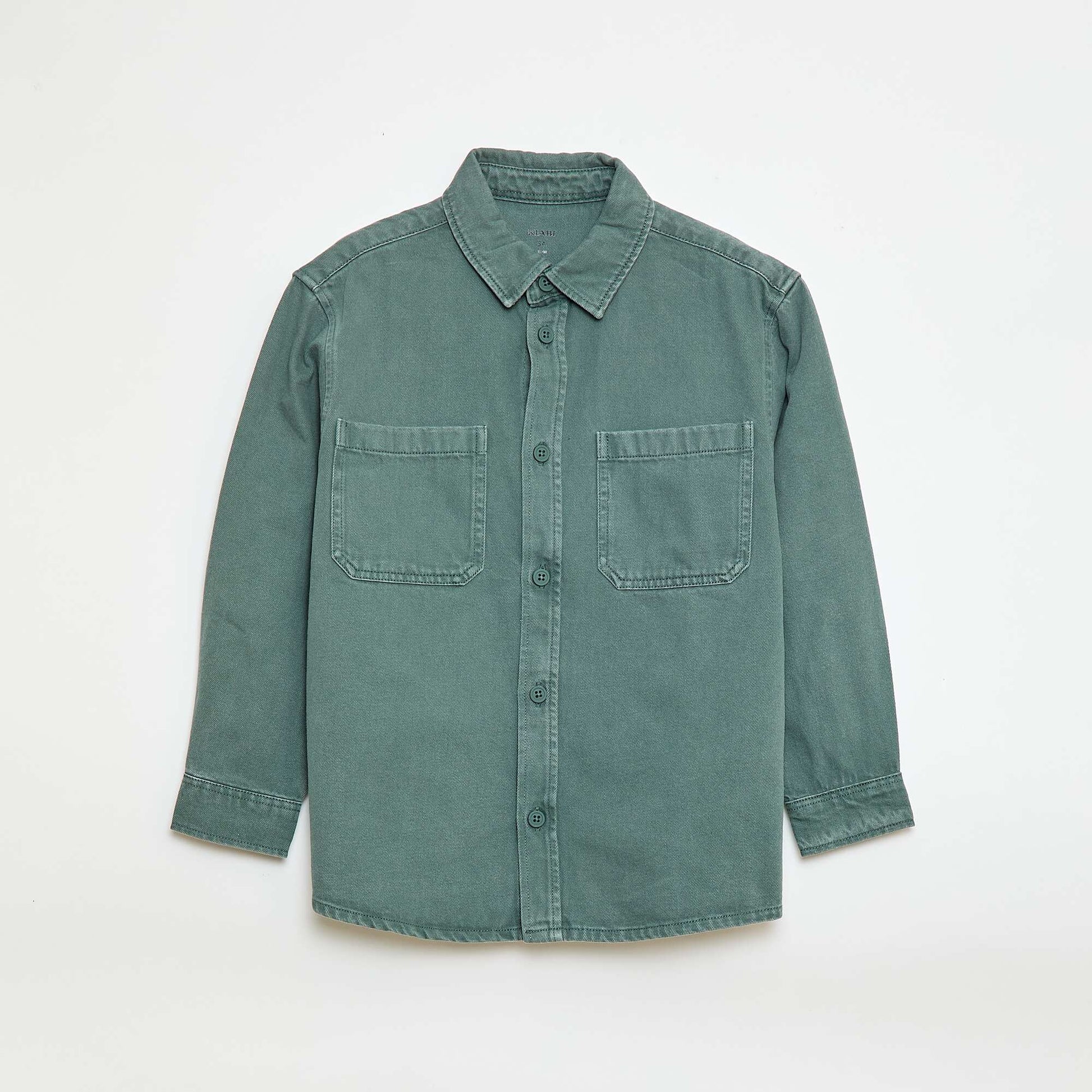 Twill Shirt with 2 Chest Patch Pockets GREEN