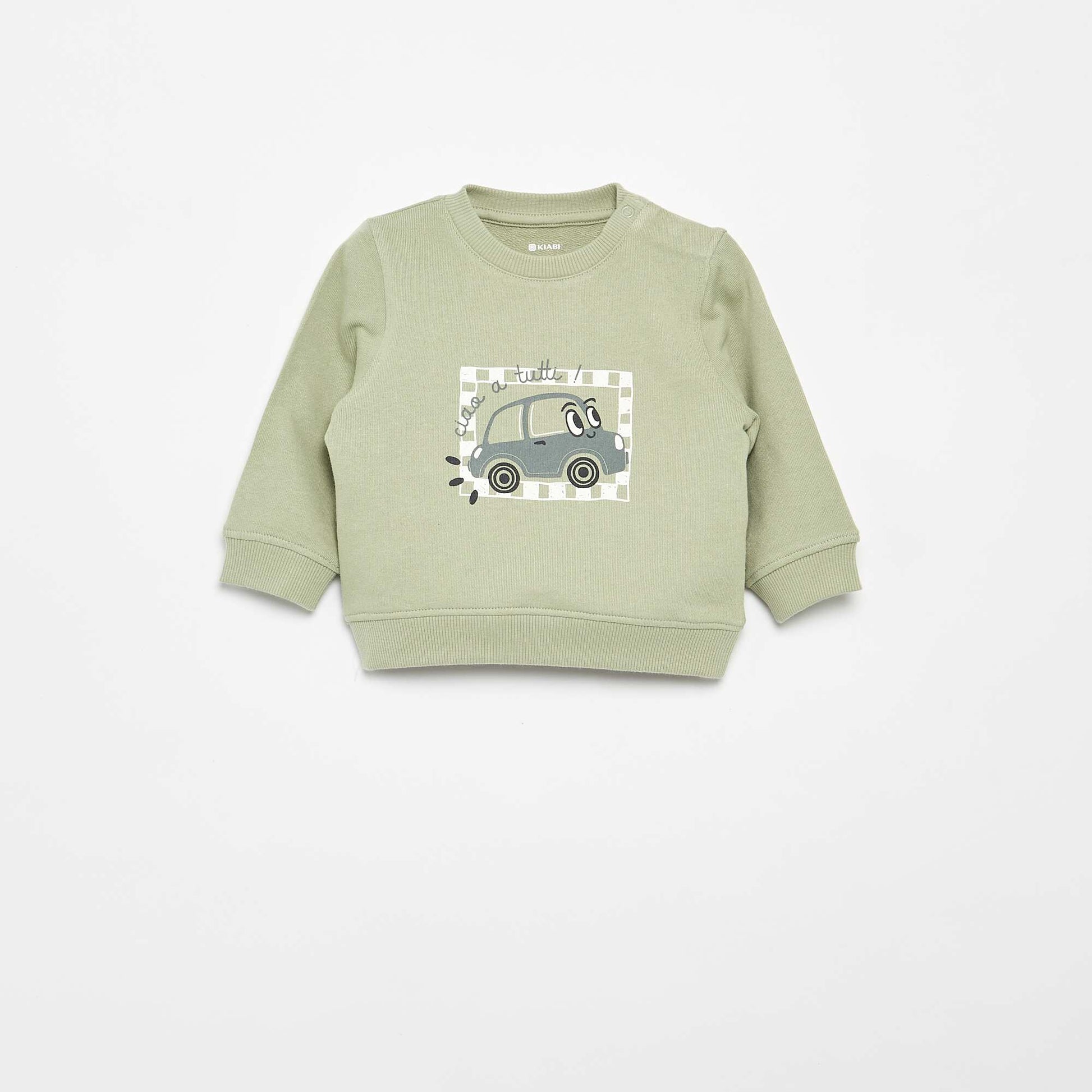 Lightweight Fleece Sweatshirt with Print GREEN