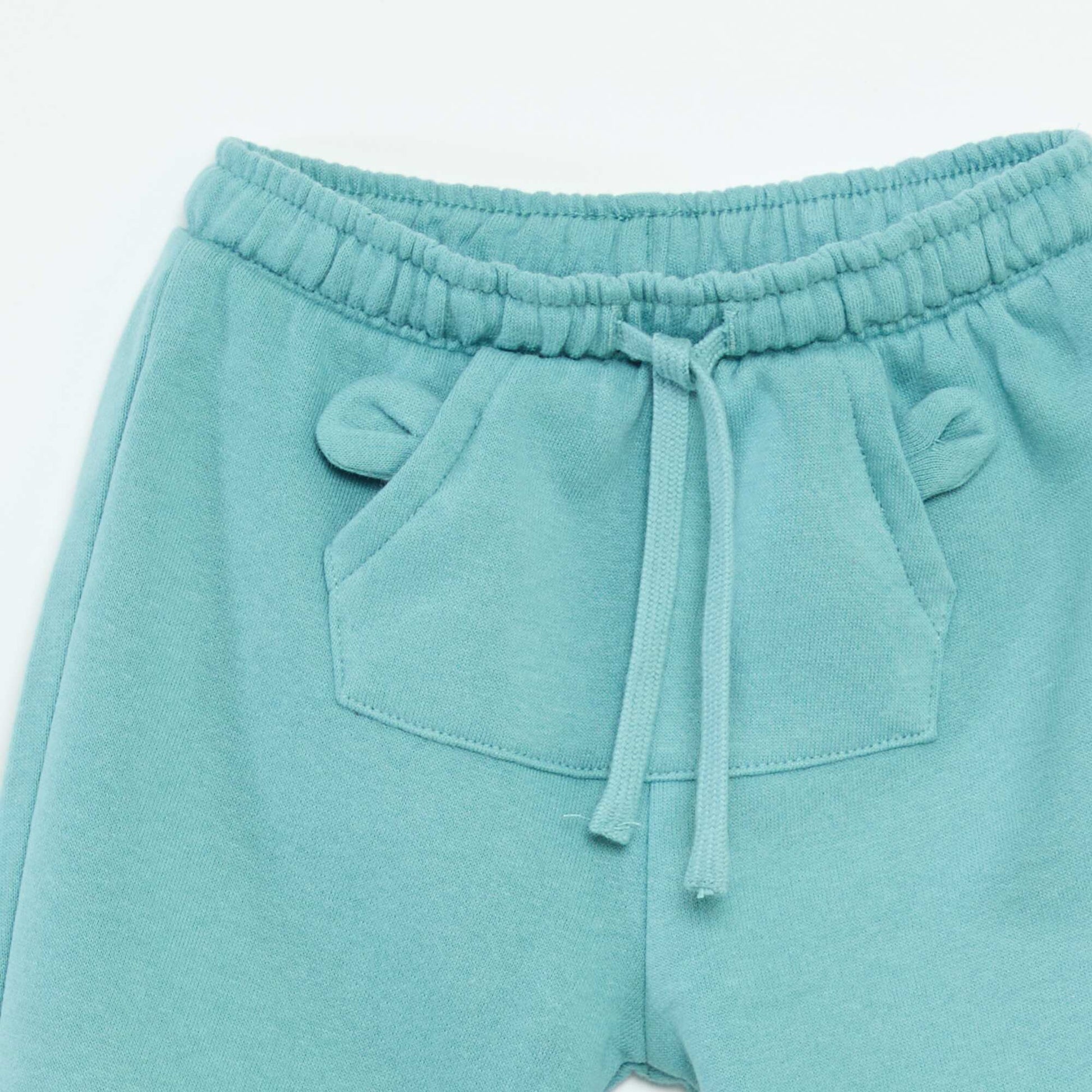 Fleece Joggers with Kangaroo Pocket and Novelty Ears BLUE