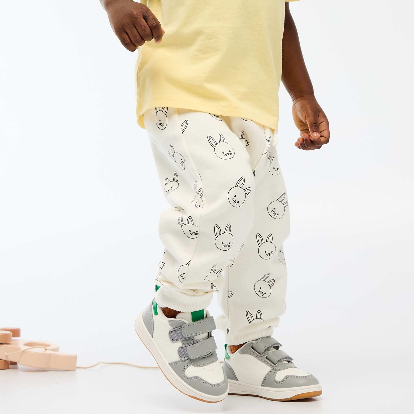 Fleece Joggers with Kangaroo Pocket and Novelty Ears WHITE