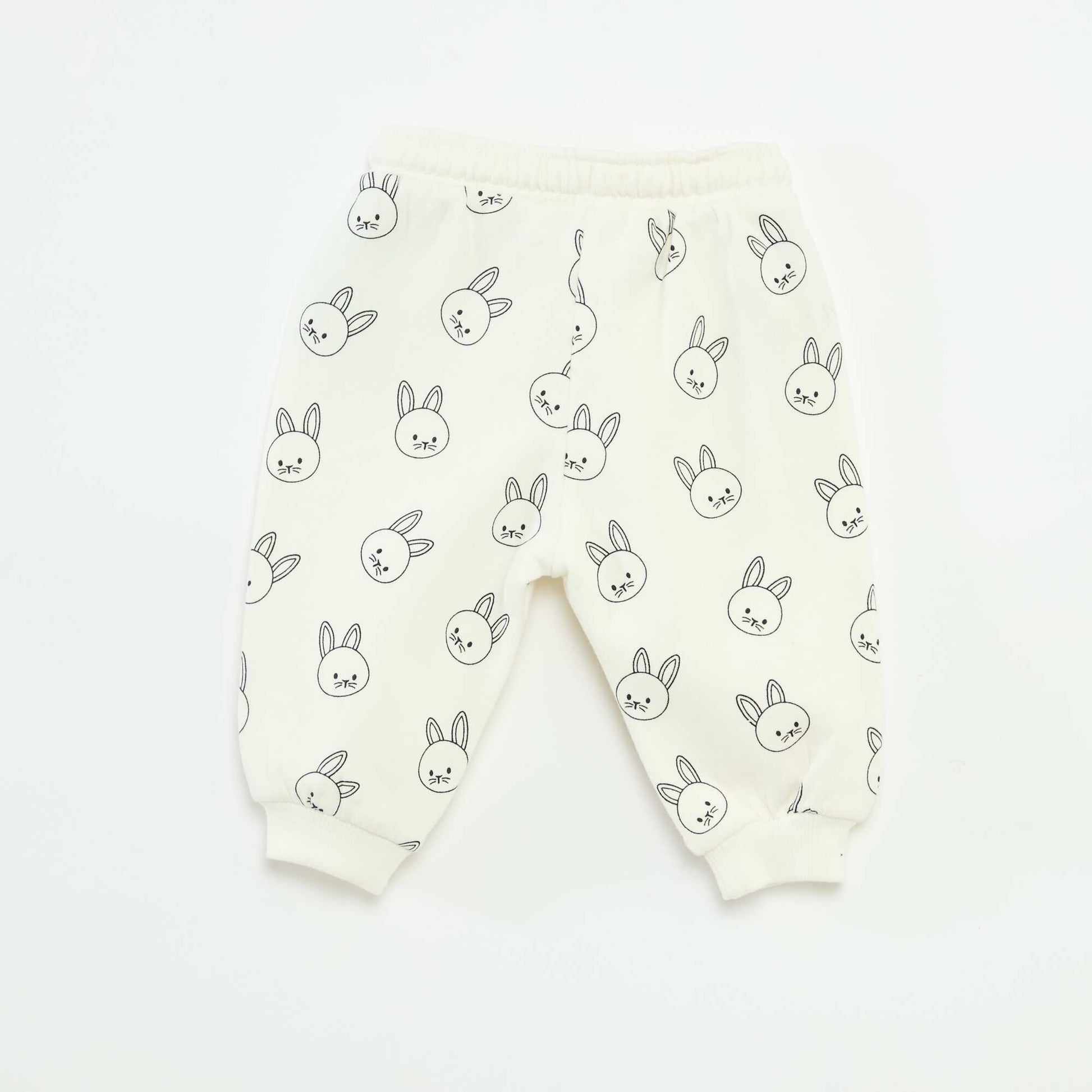 Fleece Joggers with Kangaroo Pocket and Novelty Ears WHITE