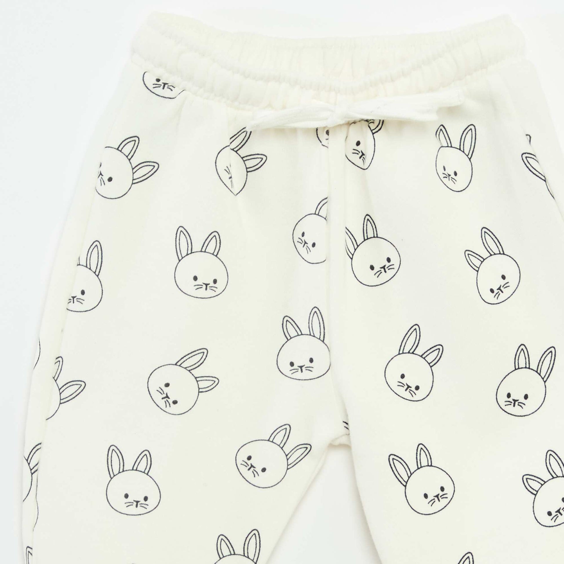 Fleece Joggers with Kangaroo Pocket and Novelty Ears WHITE