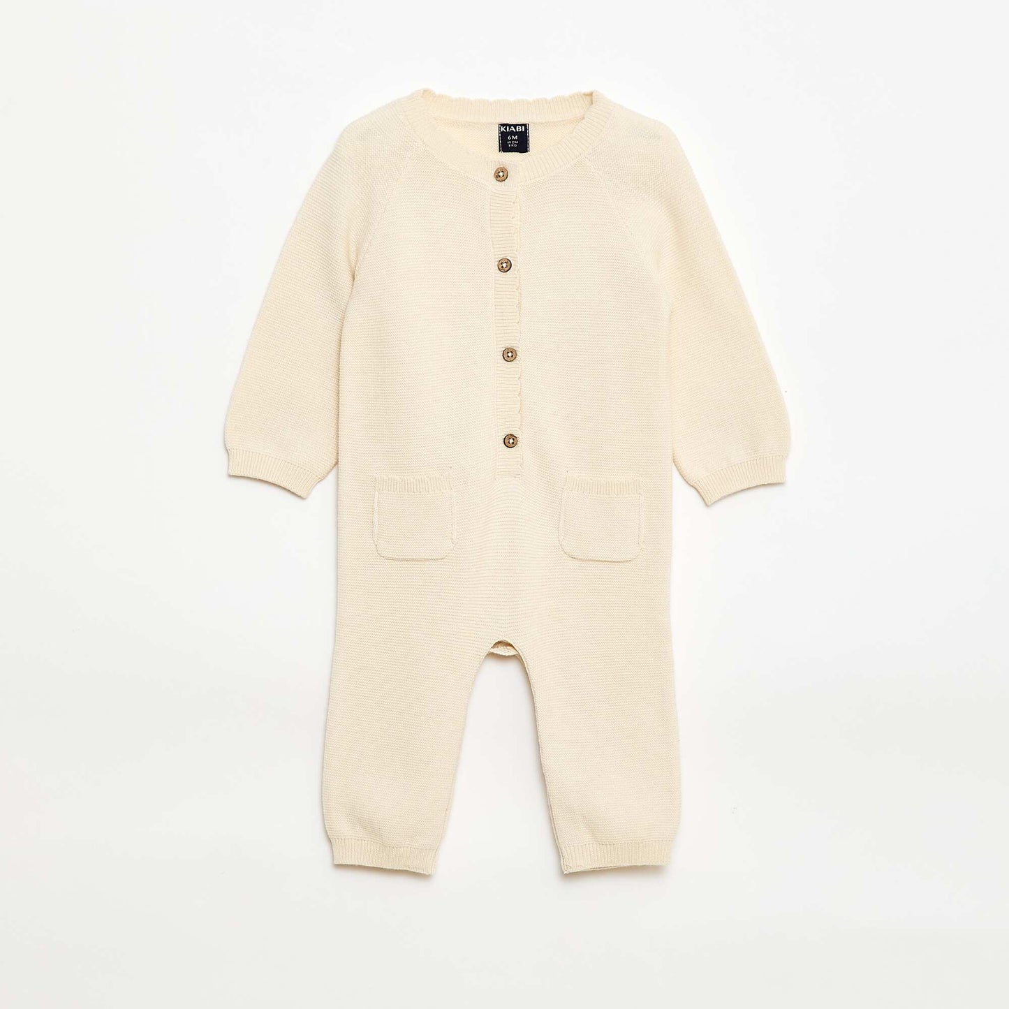 Long Knit Moss Stitch Romper WHITE